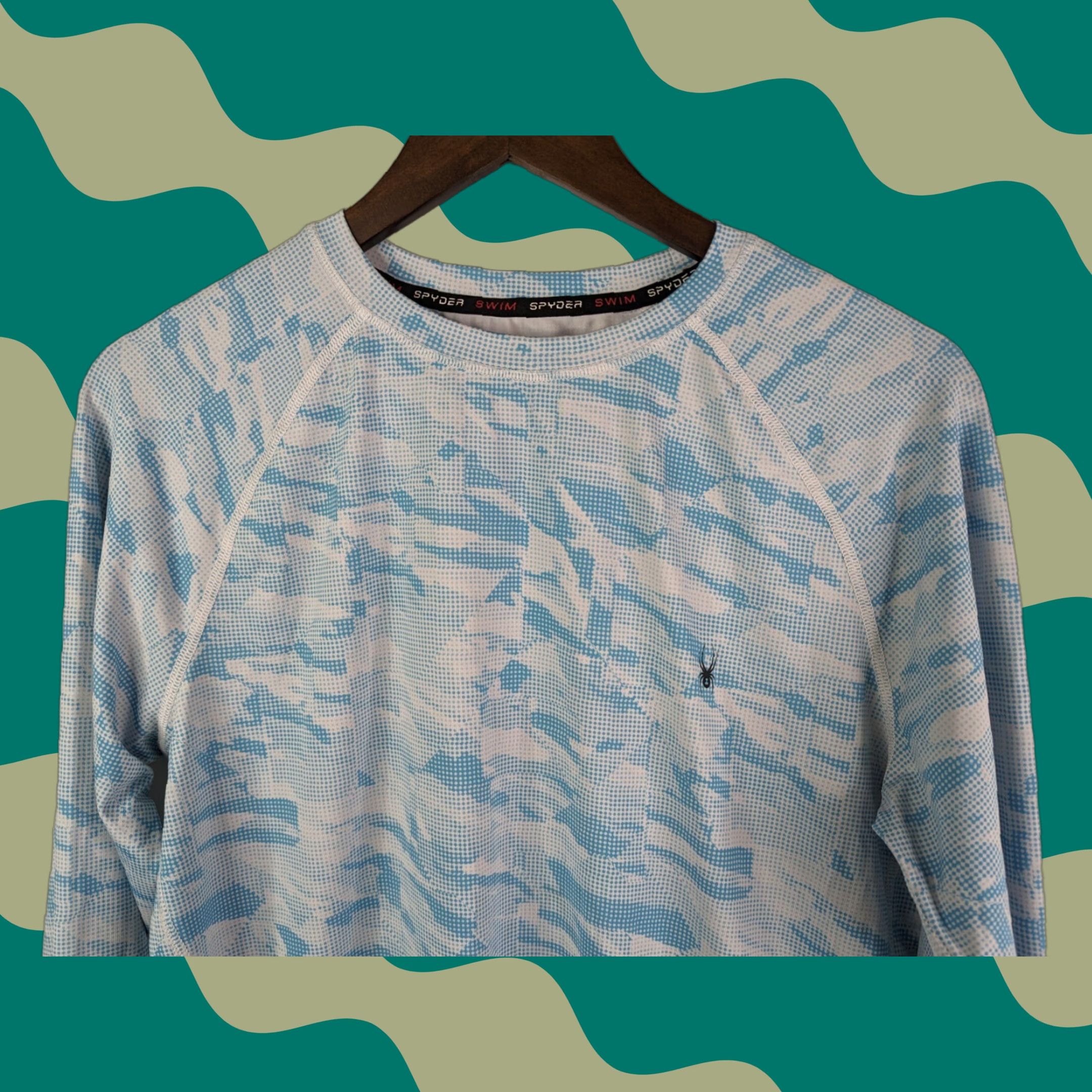 Spyder Spyder Rash Guard Shirt Mens Small Blue Camo Swim Surf 30+ UPF UV Protection All Seasons Breathable Moisture Wicking Lightweight Easy Care Size US S / EU 44-46 / 1 - 1 Thumbnail