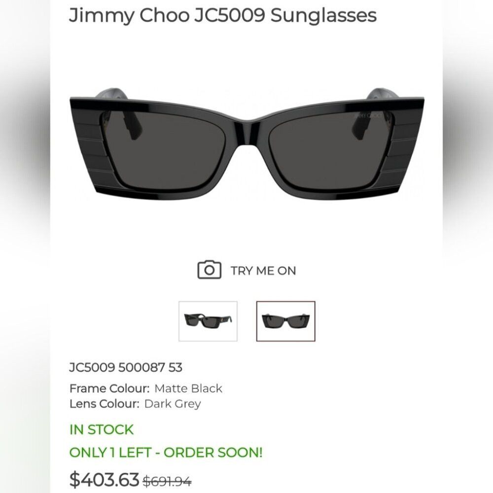 Jimmy Choo NWT Jimmy Choo Avenue Motif Tatum Sunglasses Matte Black Gr Size ONE SIZE - 4 Thumbnail