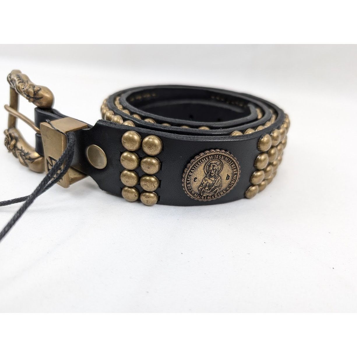 Enfants Riches Deprimes o1rshd1 Size: 90 / Antique Brass Jesus Coin Belt Black/Brass Size 36 - 3 Thumbnail
