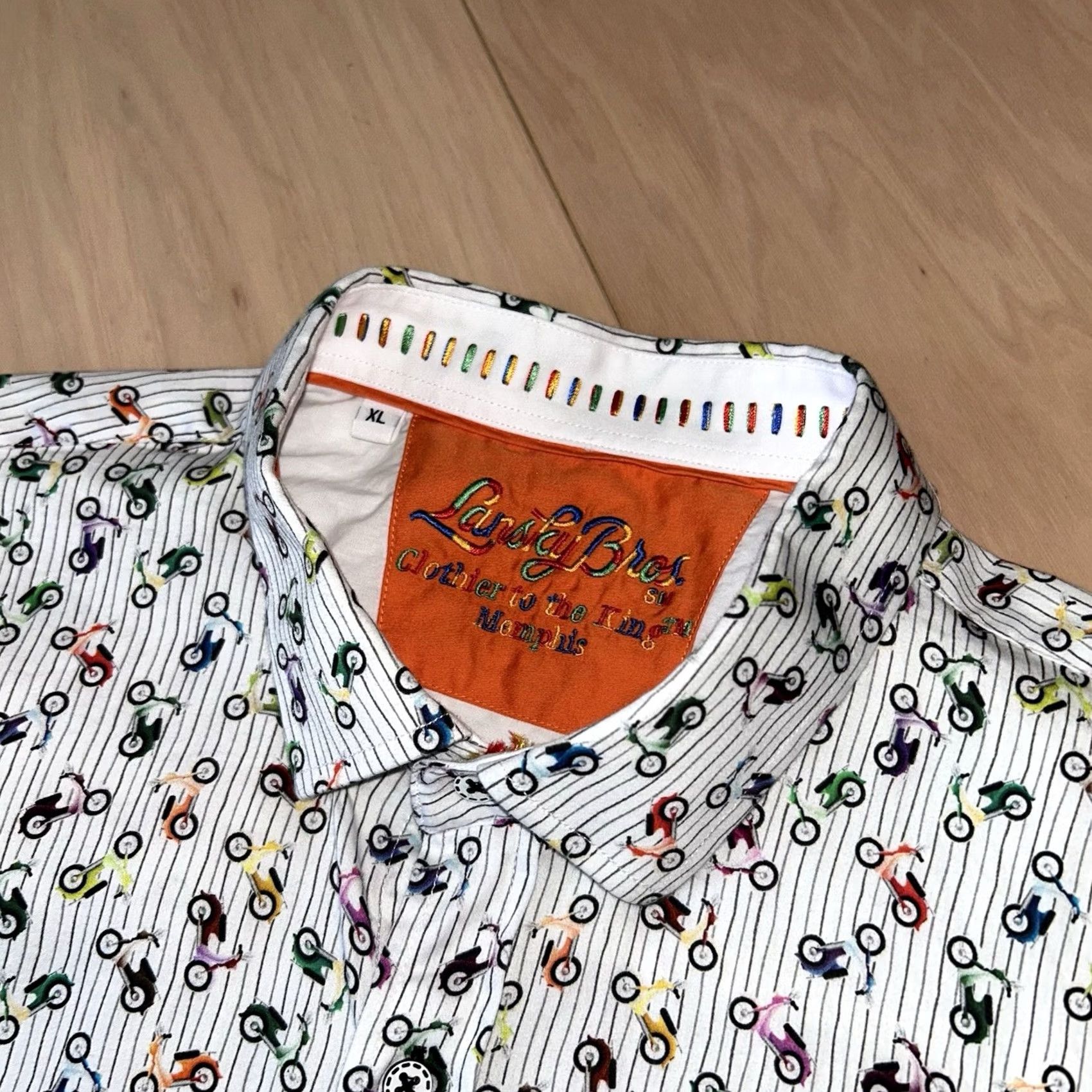 Vintage Lansky Bros Button-Up Scooter Shirt Short Sleeve Men’s XL White Cotton Blend Knit Button-Down Casual, Workwear, Travel Mens XS? Size US XL / EU 56 / 4 - 4 Thumbnail