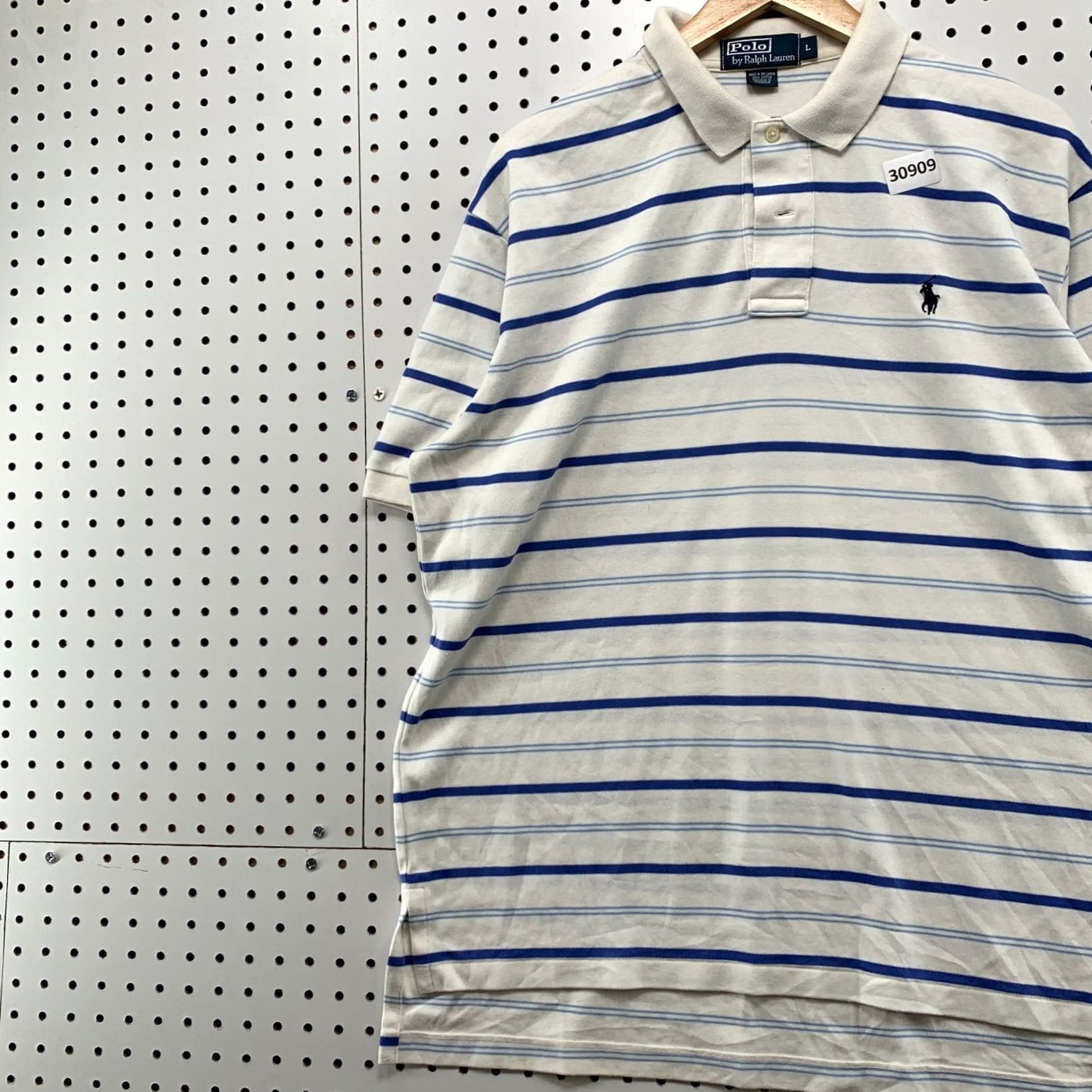 Polo Ralph Lauren Vintage Polo Ralph Lauren Shirt Mens Large White Blue Striped Pony Casual 24X30 Size US L / EU 52-54 / 3 - 3 Thumbnail