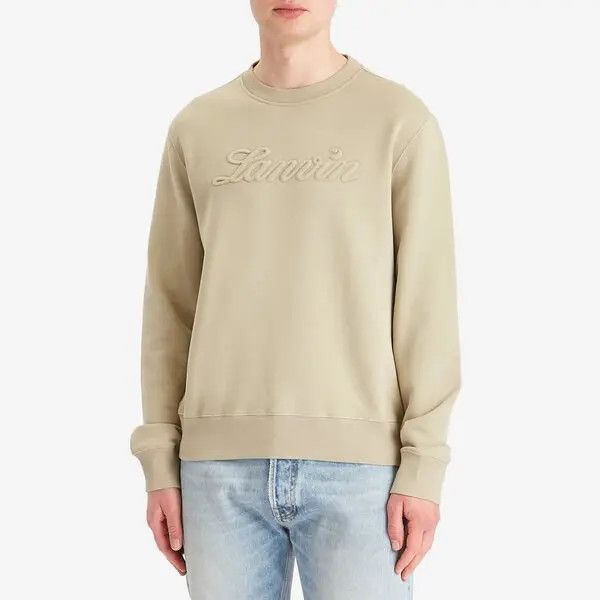 Lanvin oc11z0426 Debossed Script Logo Sweatshirt in Beige Size US XL / EU 56 / 4 - 2 Thumbnail