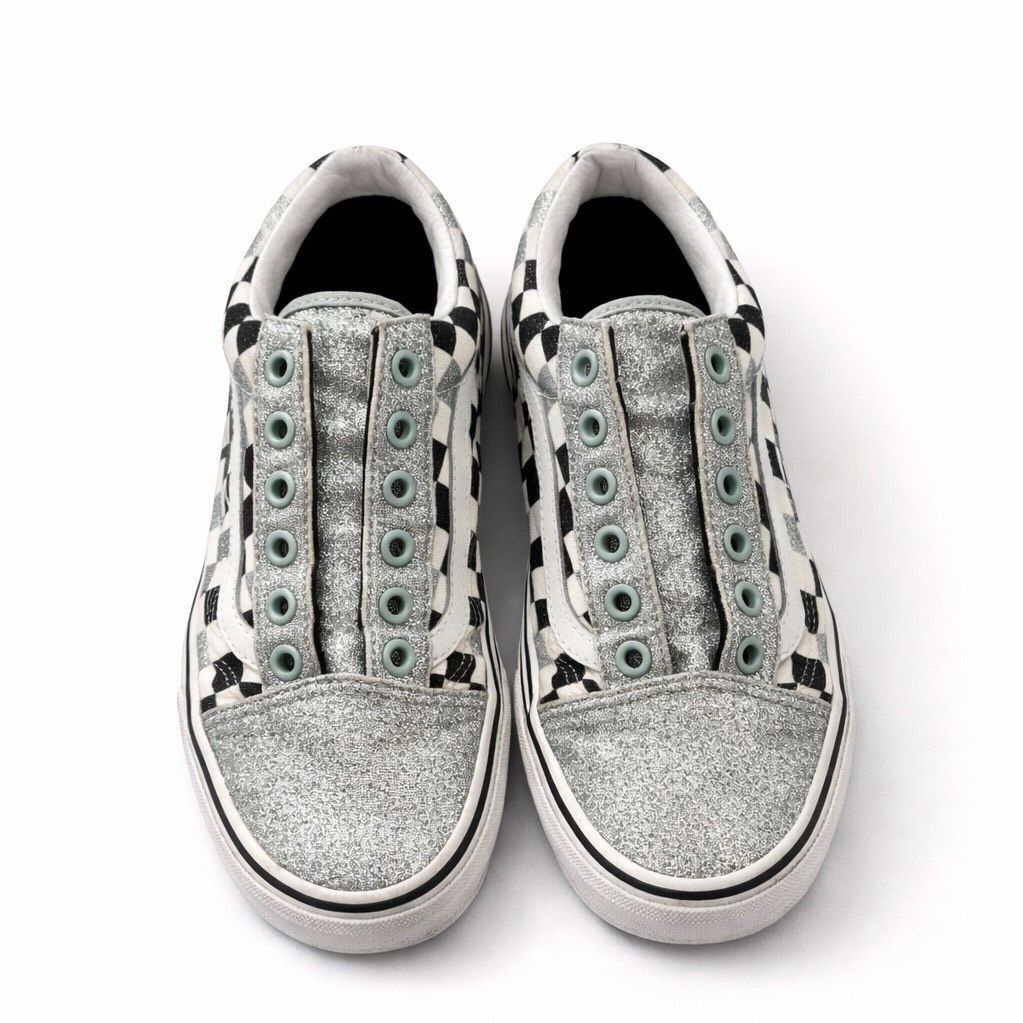 Vans Vans Old Skool Glitter Checkerboard Sneakers Silver Black Women’s 7.5 Size US 7.5 / IT 37.5 - 1 Thumbnail
