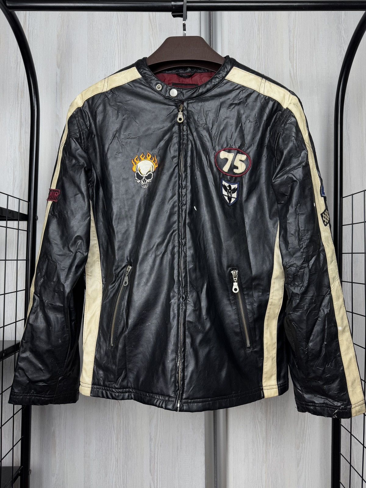 Other Y2k Vintage Moto Racing Black Vinyl Faux Leather Jacket Sz S Size US S / EU 44-46 / 1 - 2 Thumbnail