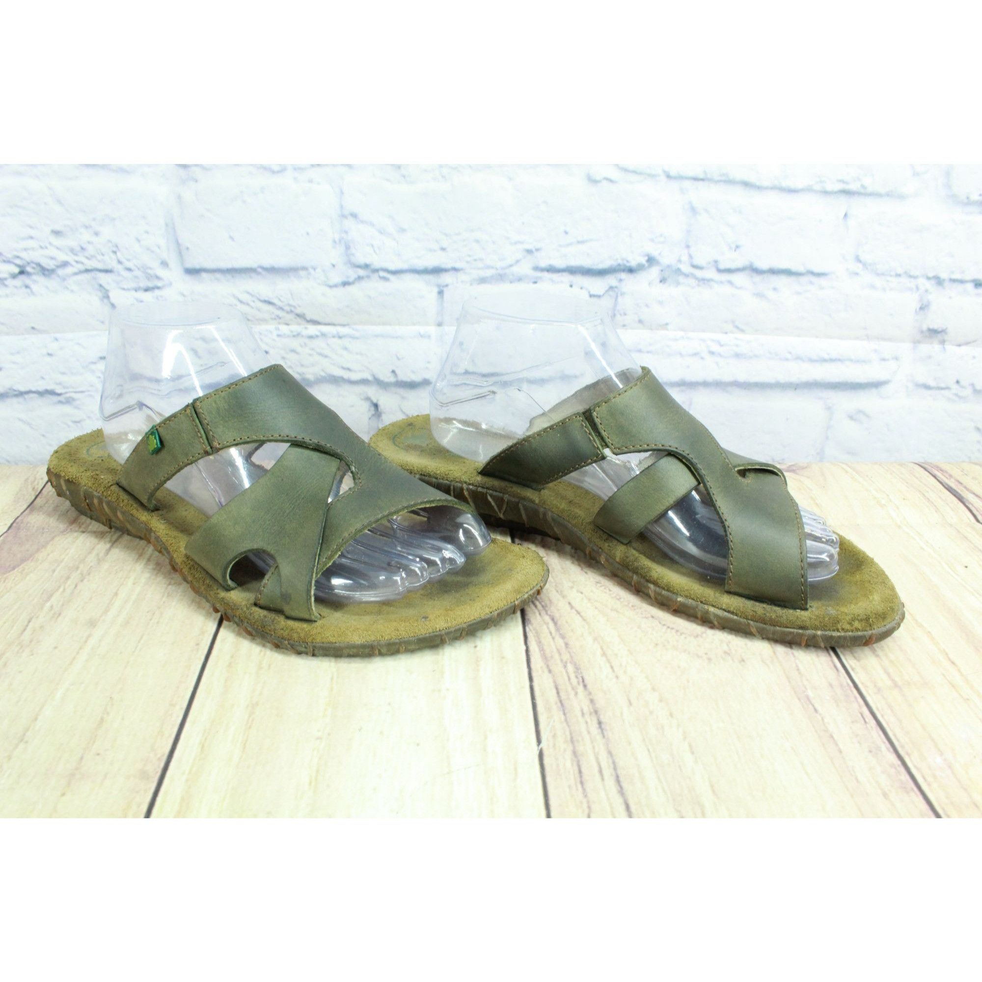 Other El Naturalista Green Leather Slip On Sandals Size US 8 / IT 38 - 2 Thumbnail