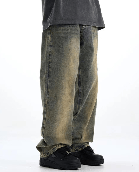 Japanese Brand American high street distressed embroidered letter jeans Size US 32 / EU 48 - 3 Thumbnail