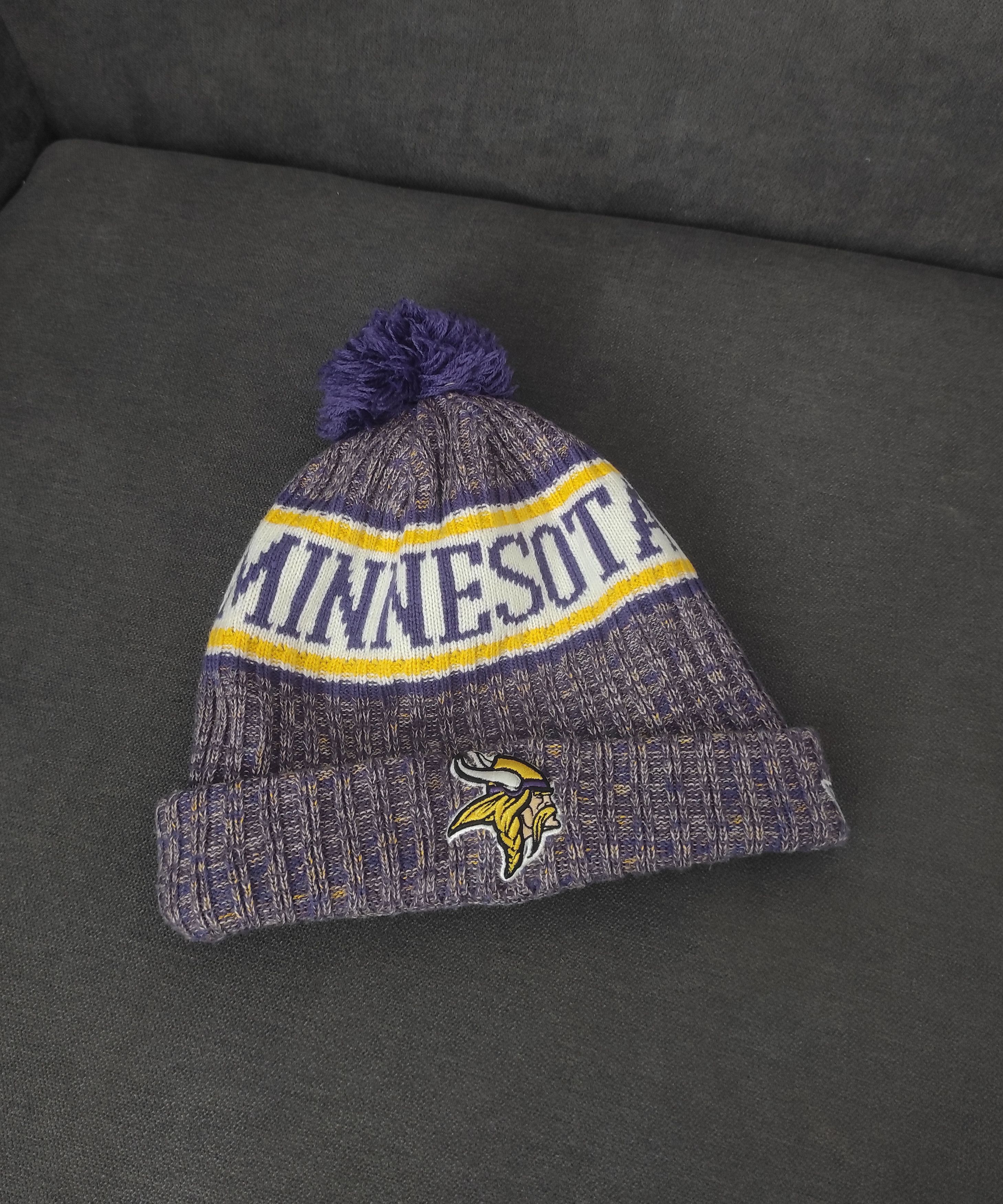 NFL × New Era Minnesota Vikings Striped NFL Logo Beanie Hat Knit Rare 2018 Size ONE SIZE - 1 Thumbnail