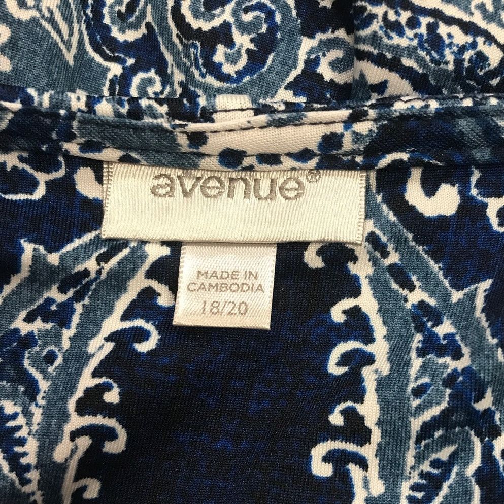Avenue Avenue Blue Paisley Scoop Neck 3/4 Sleeve Top 18/20 Size XXL / US 16-18 / IT 52-54 - 3 Thumbnail