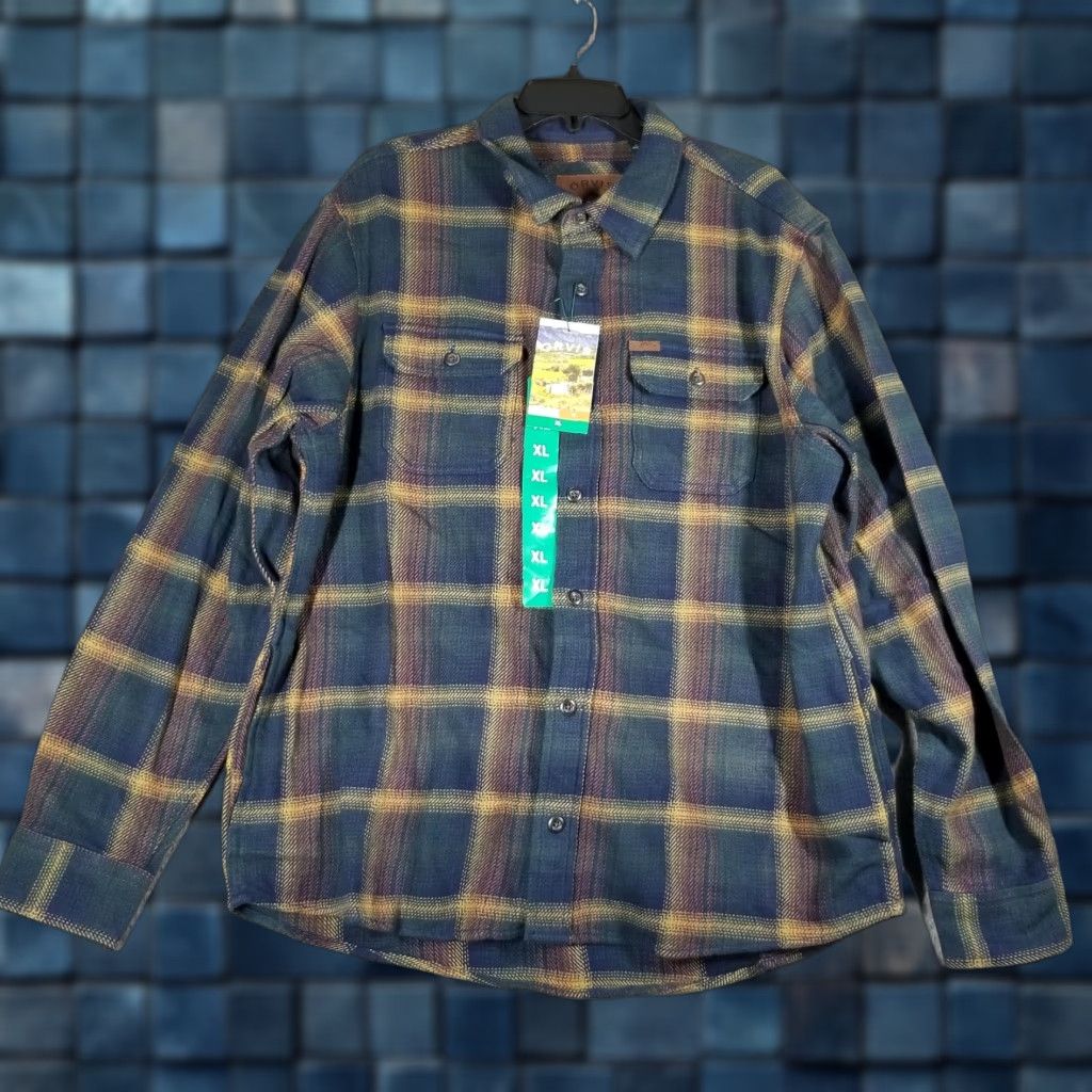 Orvis Orvis Flannel Shirt Mens XL Green Plaid Fleece-Lined Long Sleeve Button-Front Pockets Size US XL / EU 56 / 4 - 1 Thumbnail
