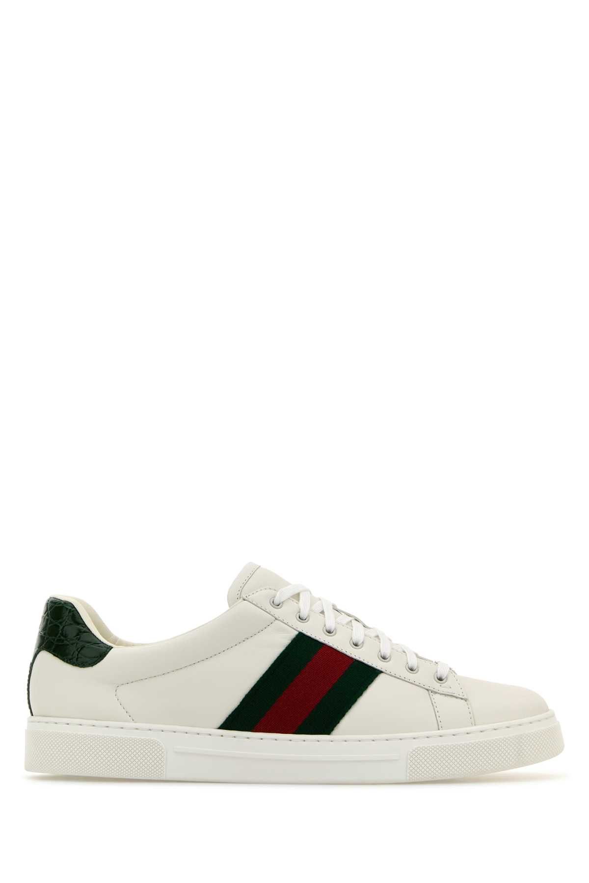 Gucci White Leather Ace Sneakers Size US 11.5 / EU 44-45 - 1 Thumbnail