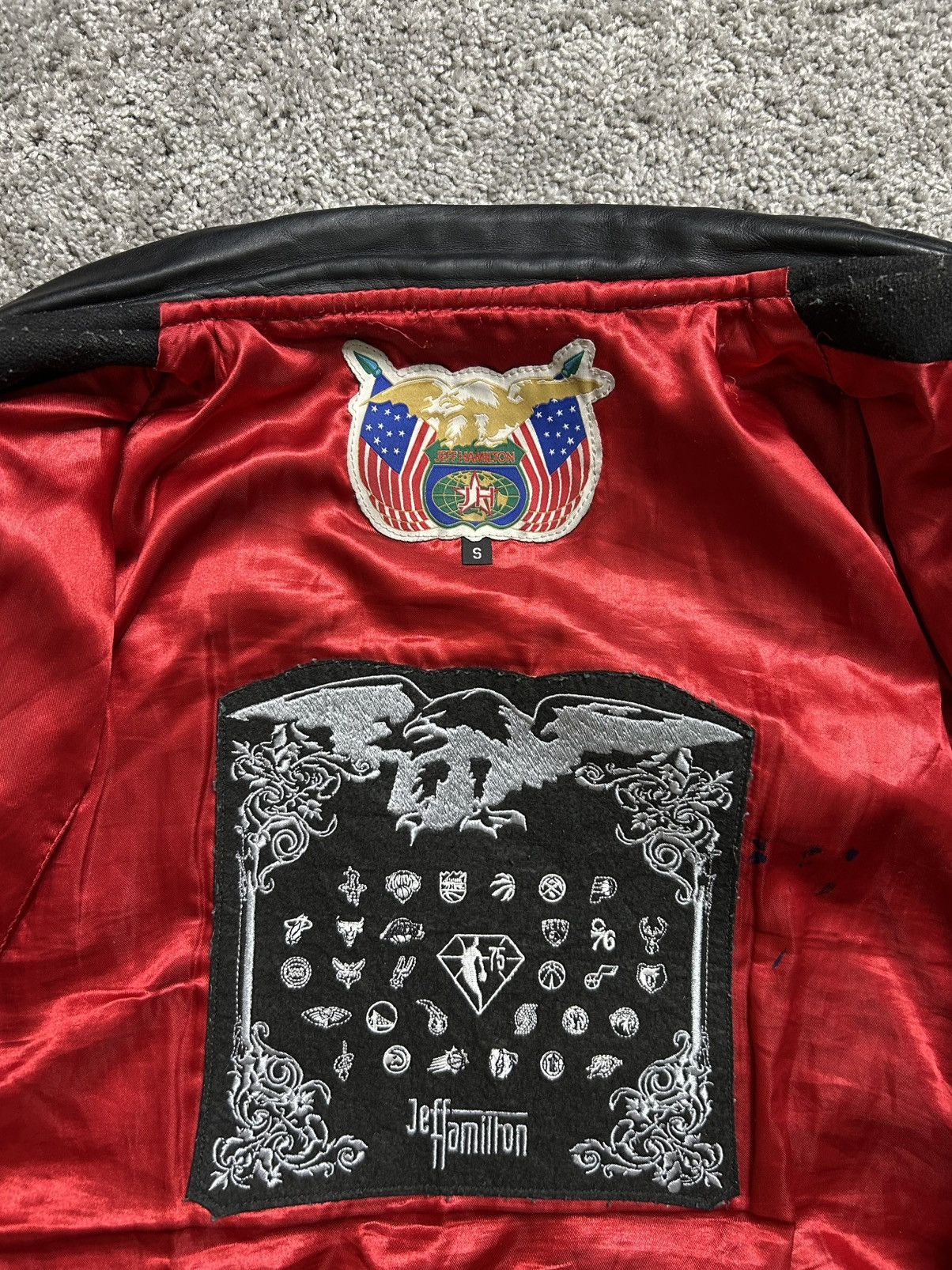 Jeff Hamilton Jeff Hamilton NBA Mega Patches Leather Wool Jacket AOP Rare Size US M / EU 48-50 / 2 - 7 Thumbnail