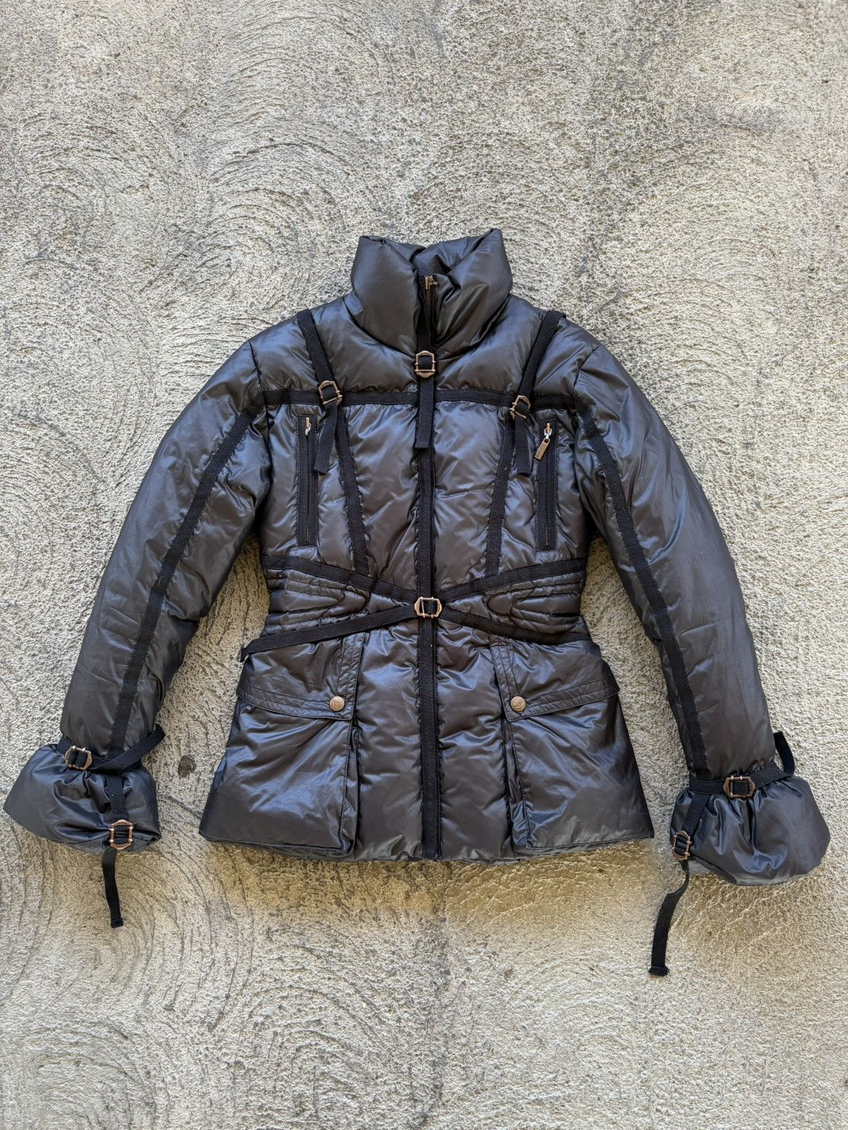 Cavalli 90s bondage puffer in black