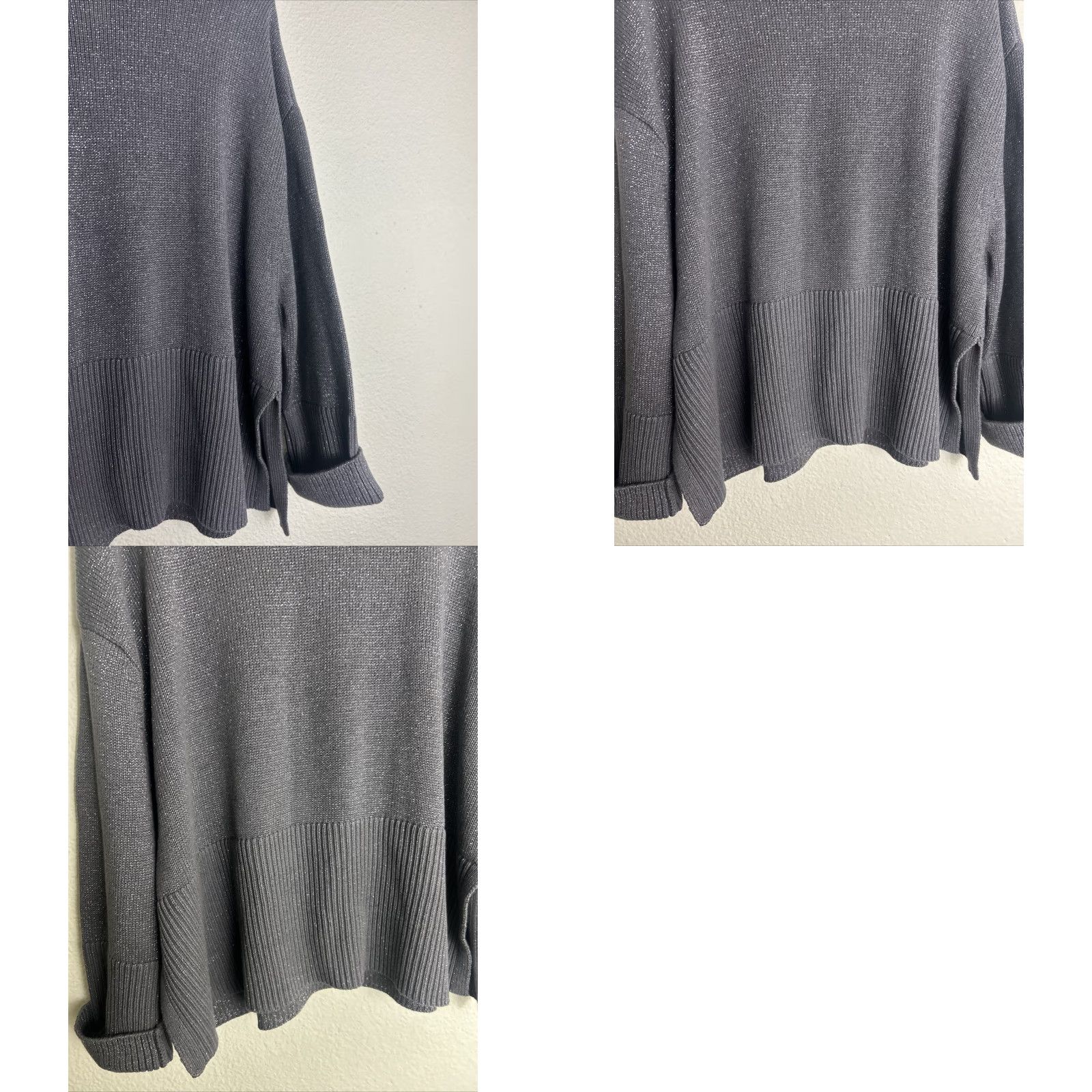 Gap Gap Sweater Womens Large Turtleneck Silver Lurex 24/7 Split Hem Pullover Size L / US 10 / IT 46 - 10 Thumbnail