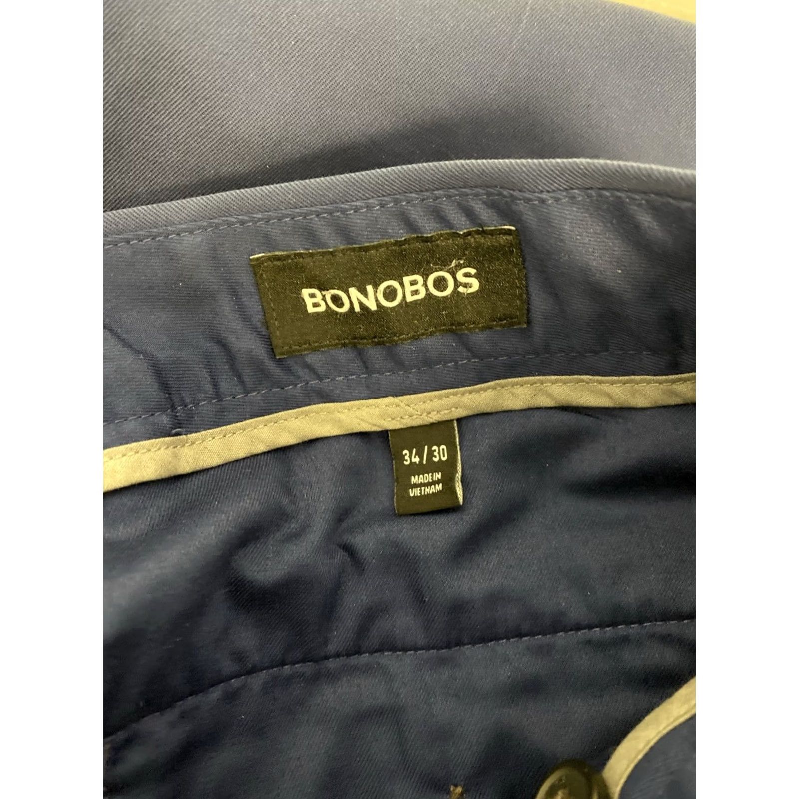 Bonobos Bonobos Chino Pants Slim Men's 34x30 Blue Cotton Blend Stretch Flat Front 5-Pocket Logo Straight Rise Mid Vintage: No Size US 34 / EU 50 - 7 Thumbnail