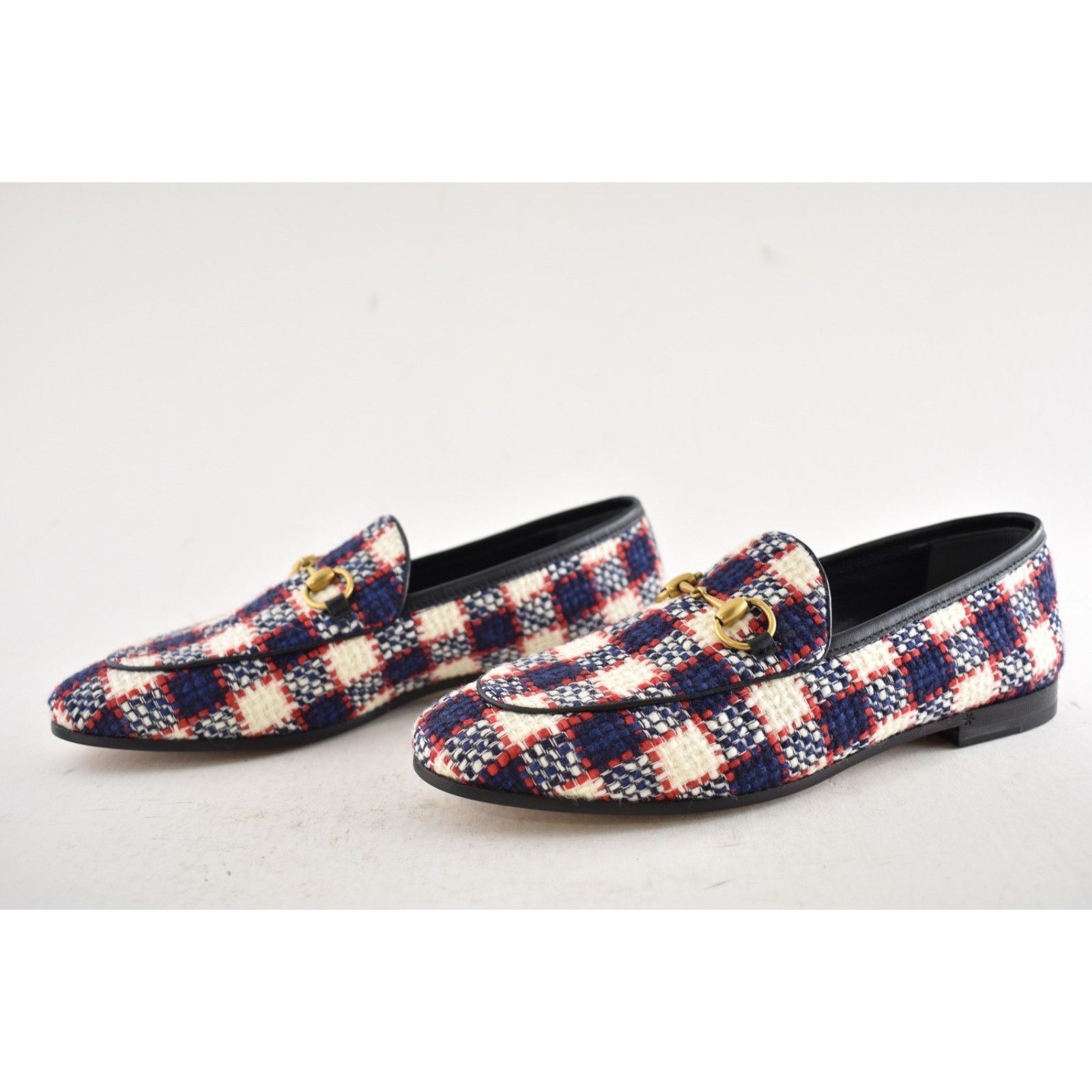 Gucci Gucci New Jordaan Blue Red White Black Tweed Check Size US 6 / IT 36 - 11 Thumbnail