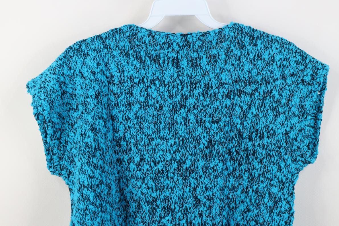 Vintage Vintage 80s 90s Flower Dolman Short Sleeve Knit Sweater Blue Size S / US 4 / IT 40 - 8 Thumbnail