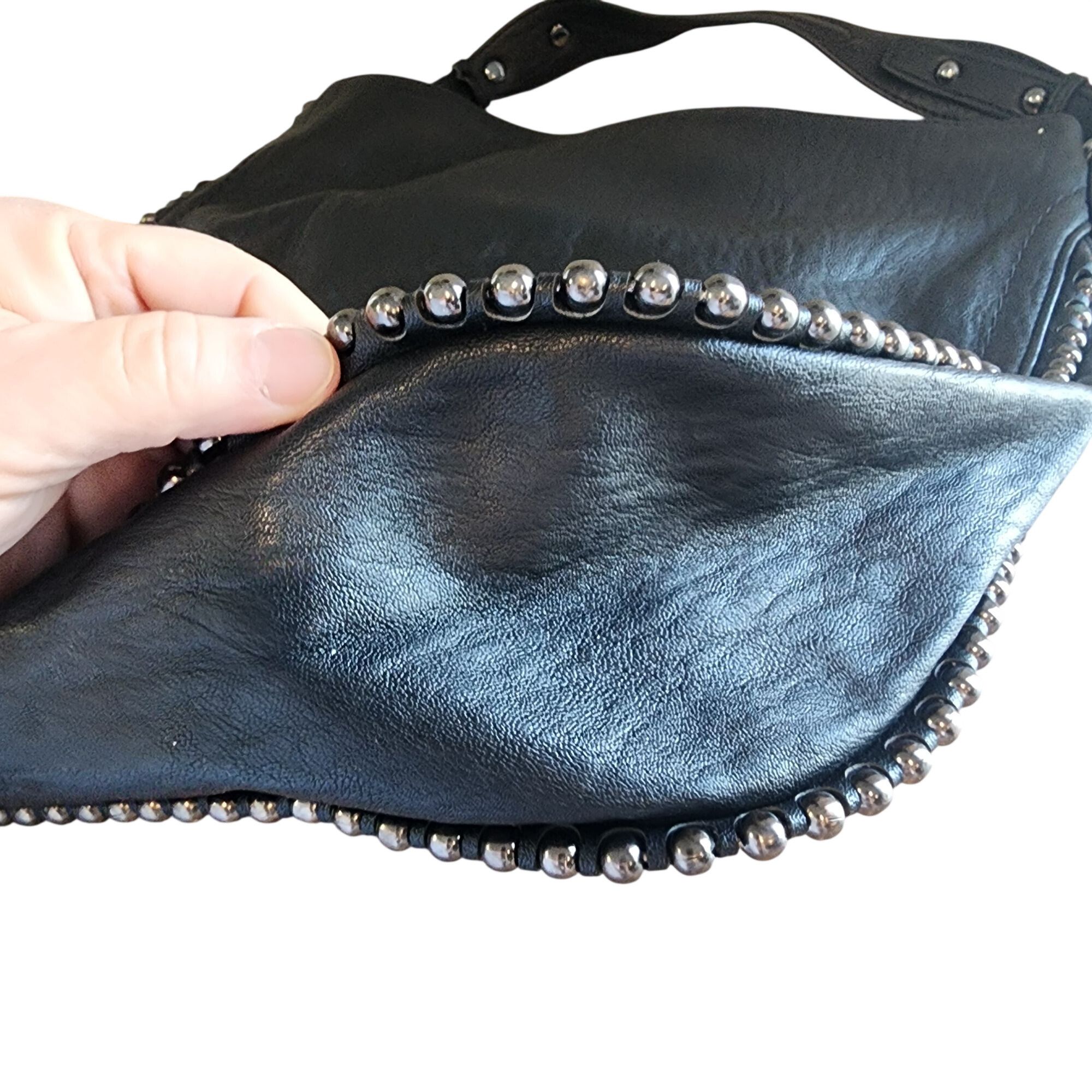 Jessica Simpson Jessica Simpson studded black leather hobo shoulder Biker ba Size ONE SIZE - 2 Thumbnail