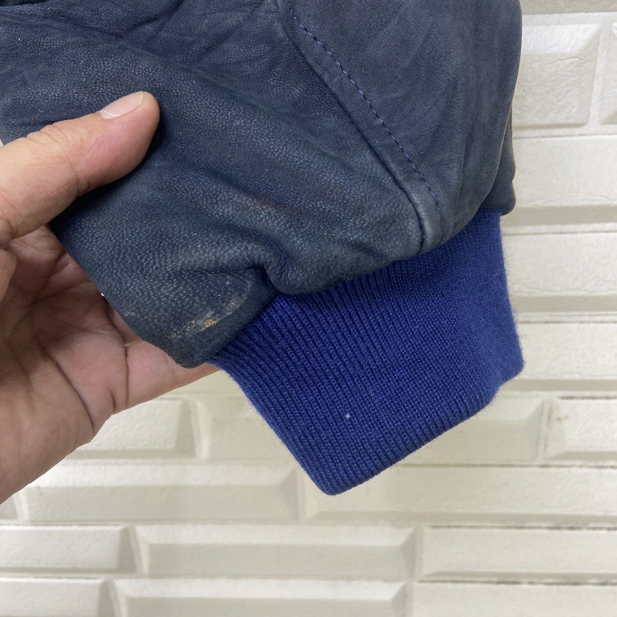 Japanese Brand Vintage 80s Papas Sport 35 Big Logo Sheepskin Sleeve Varsity Size US L / EU 52-54 / 3 - 13 Thumbnail