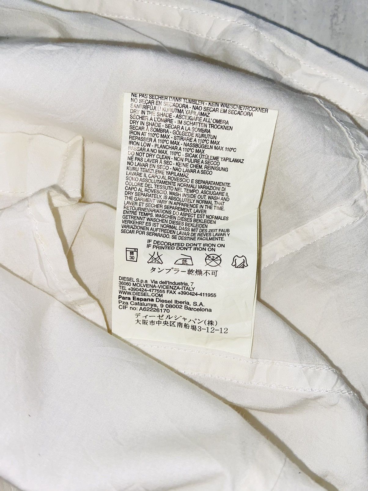 DIESEL White Shirt Slim Fit Size M