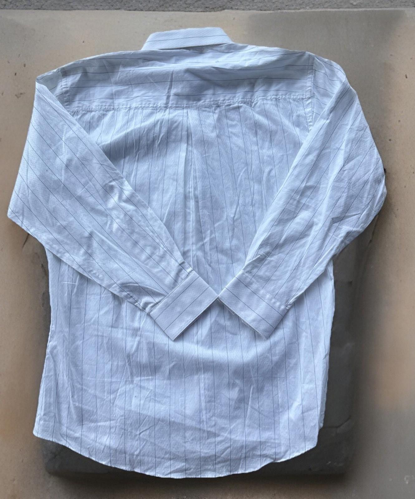 Albert Nipon Men's Albert Nippon Long Sleeve Shirt Size 16 White Striped Size 38R - 6 Thumbnail