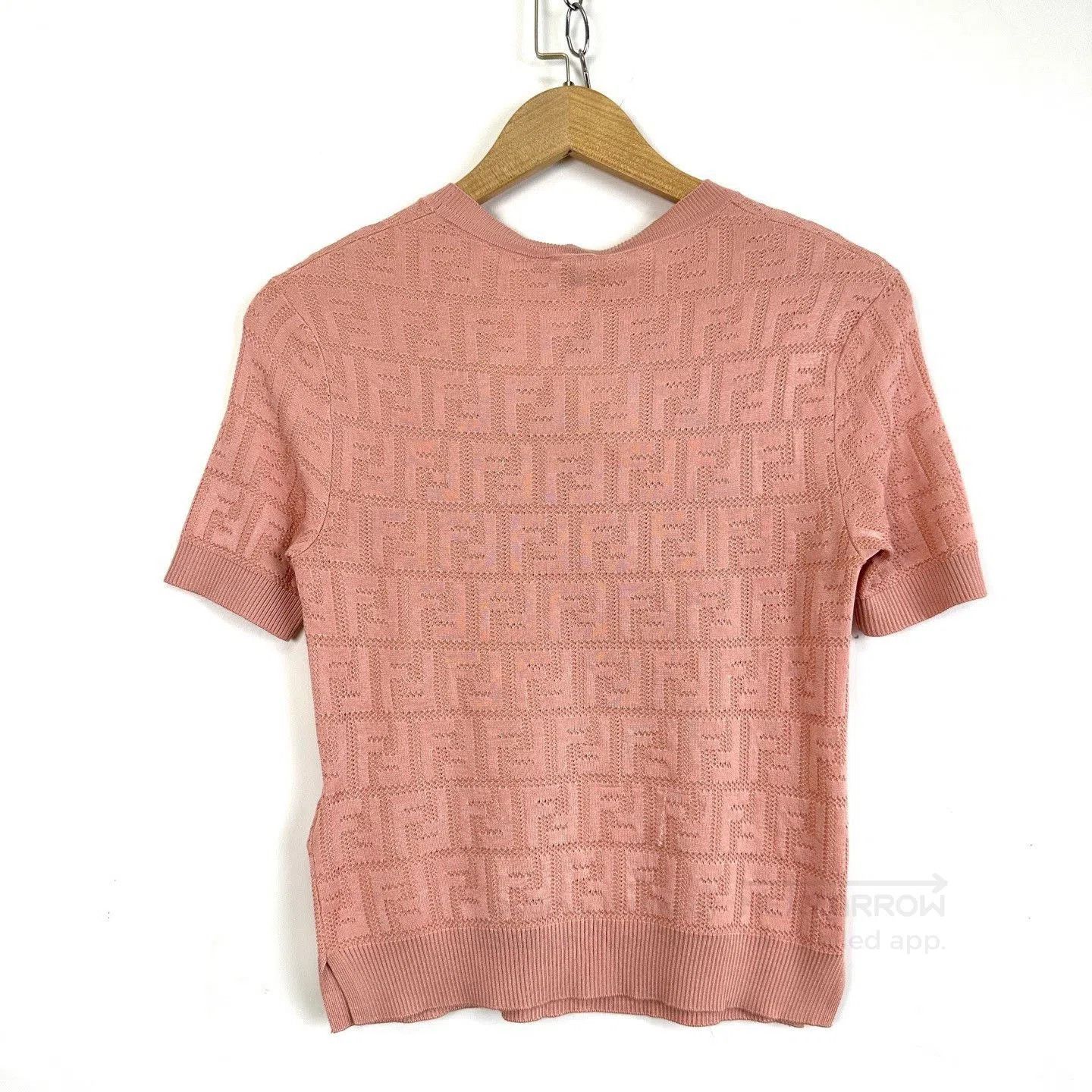 Fendi Fendi Pink Double F Embossed Logo Knit Top. Size XS / US 0-2 / IT 36-38 - 2 Thumbnail