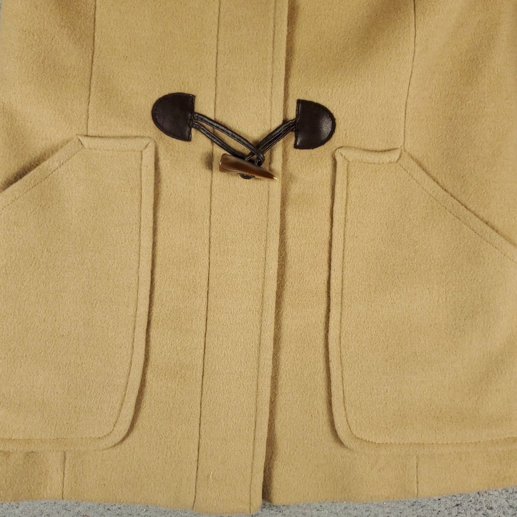 Camel VINTAGE Larry Levine Coat Women's Short Parka Wool Duffle Jacket Fall Winter Feminine Brown Size XS / US 0-2 / IT 36-38 - 4 Thumbnail