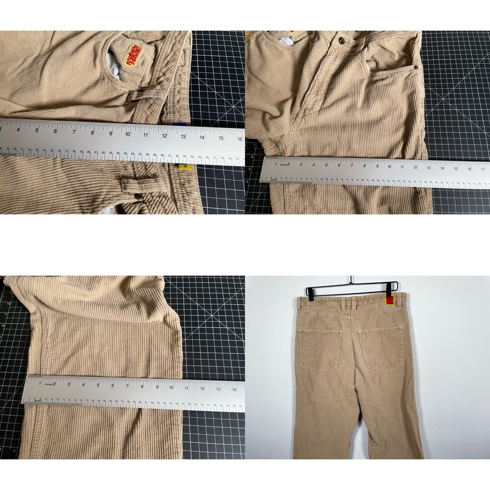 Empyre Empyre Relaxed Corduroy Pants Mens 32 x 27 Beige Baggy Fit Embroidered Corduroy Chino Casual Pants Mens Size US 32 / EU 48 - 8 Thumbnail