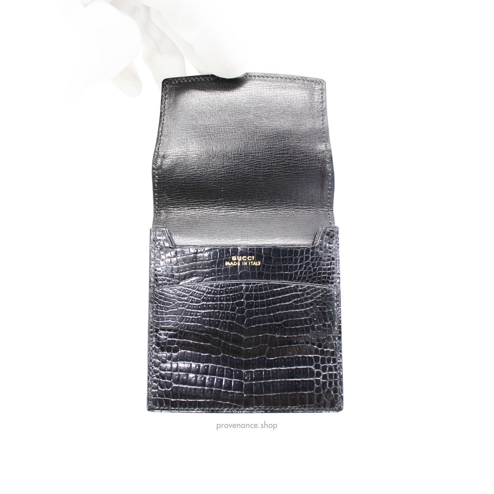 Gucci 🔴 Gucci Cardholder Wallet - Black Crocodile Size ONE SIZE - 5 Thumbnail