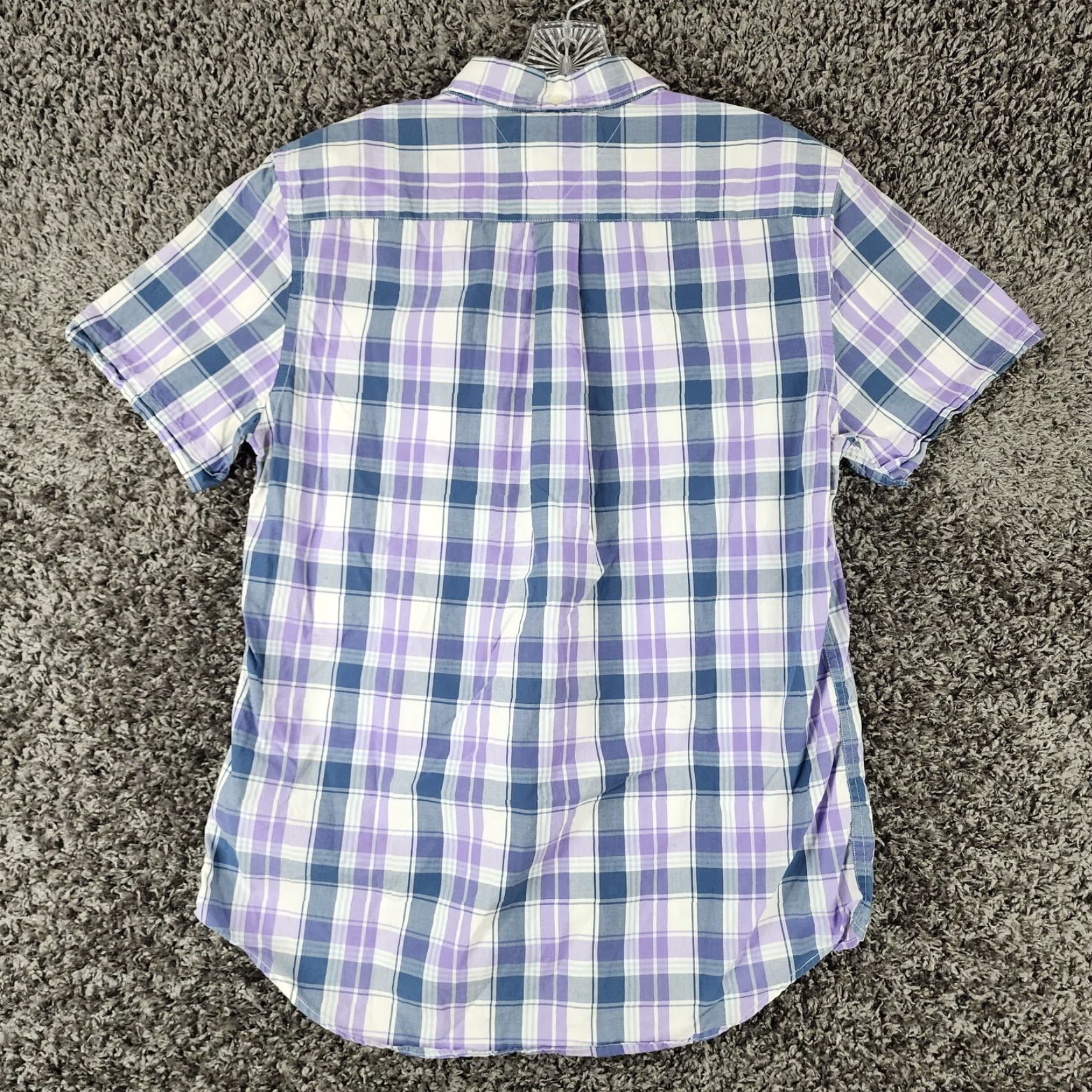 Tommy Hilfiger VINTAGE? No, it's Tommy Hilfiger. Title: Tommy Hilfiger Shirt Plaid Short Sleeve Button-Up, Men’s, Size M, Purple, Custom Fit Size US 31 - 6 Thumbnail