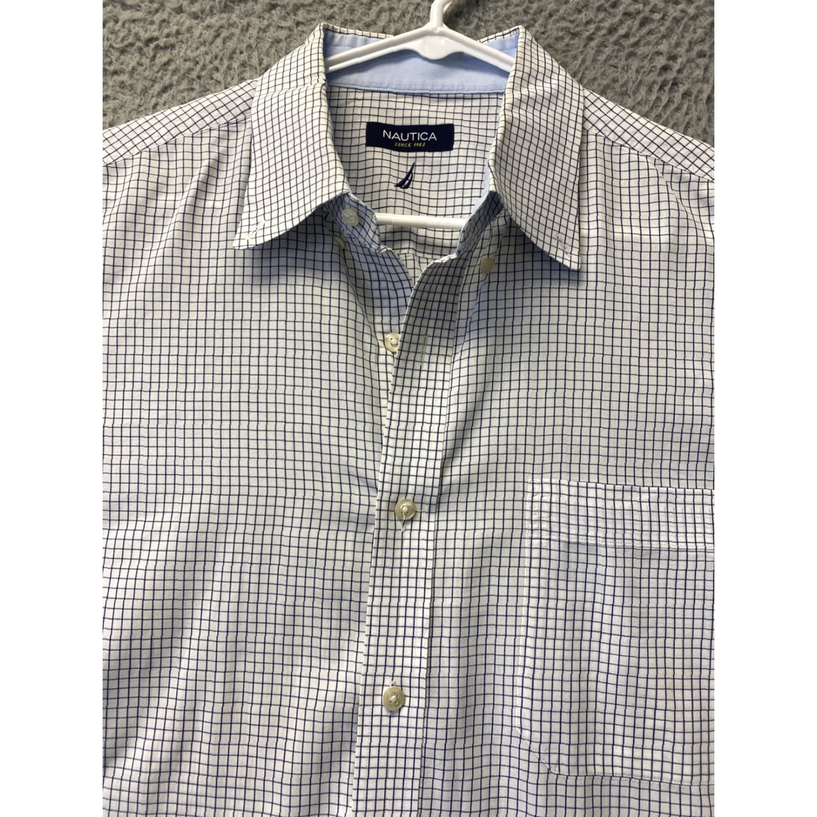 Nautica Nautica Men's Shirt Sz 17.5 Long Sleeve Button-Down Collared Business Casual All Seasons Blue White Size US XL / EU 56 / 4 - 2 Thumbnail