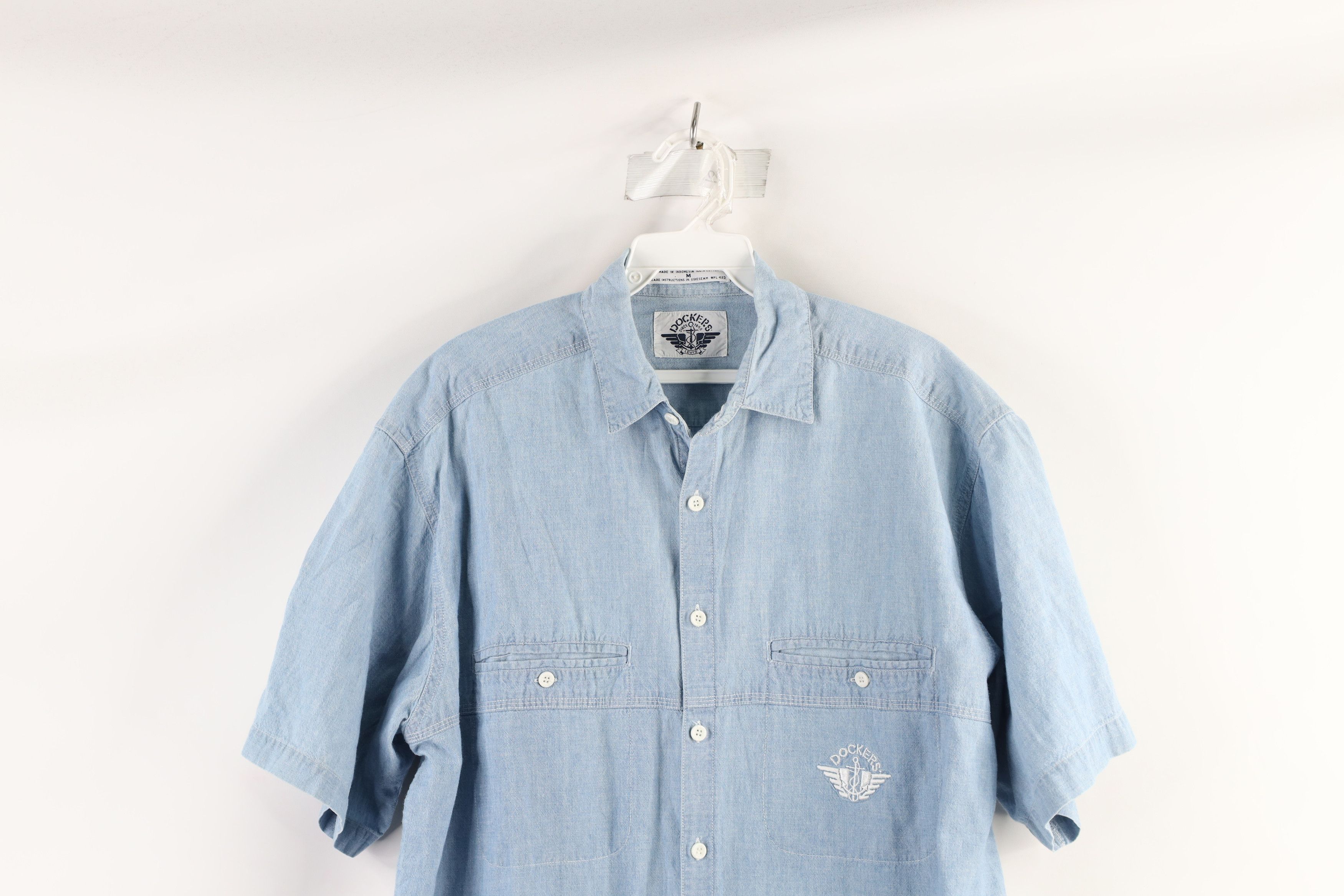Vintage Vintage 90s Dockers Chambray Short Sleeve Button Shirt Size US M / EU 48-50 / 2 - 2 Preview