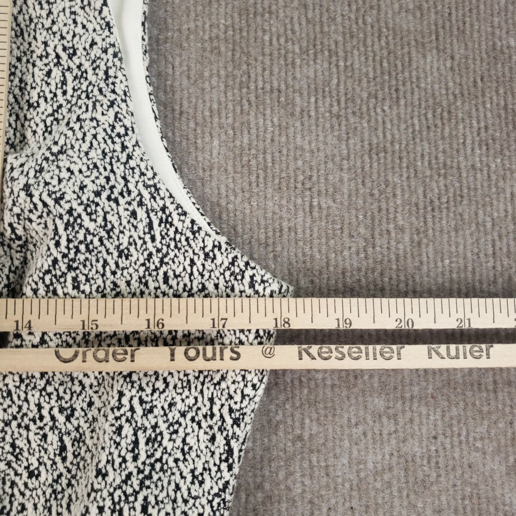 J.McLaughlin J. McLaughlin Dress Womens Large White Sleeveless Fit & Flare Casual Knee Length Cotton Polyester Spandex Geometric Pattern Size L / US 10 / IT 46 - 3 Thumbnail