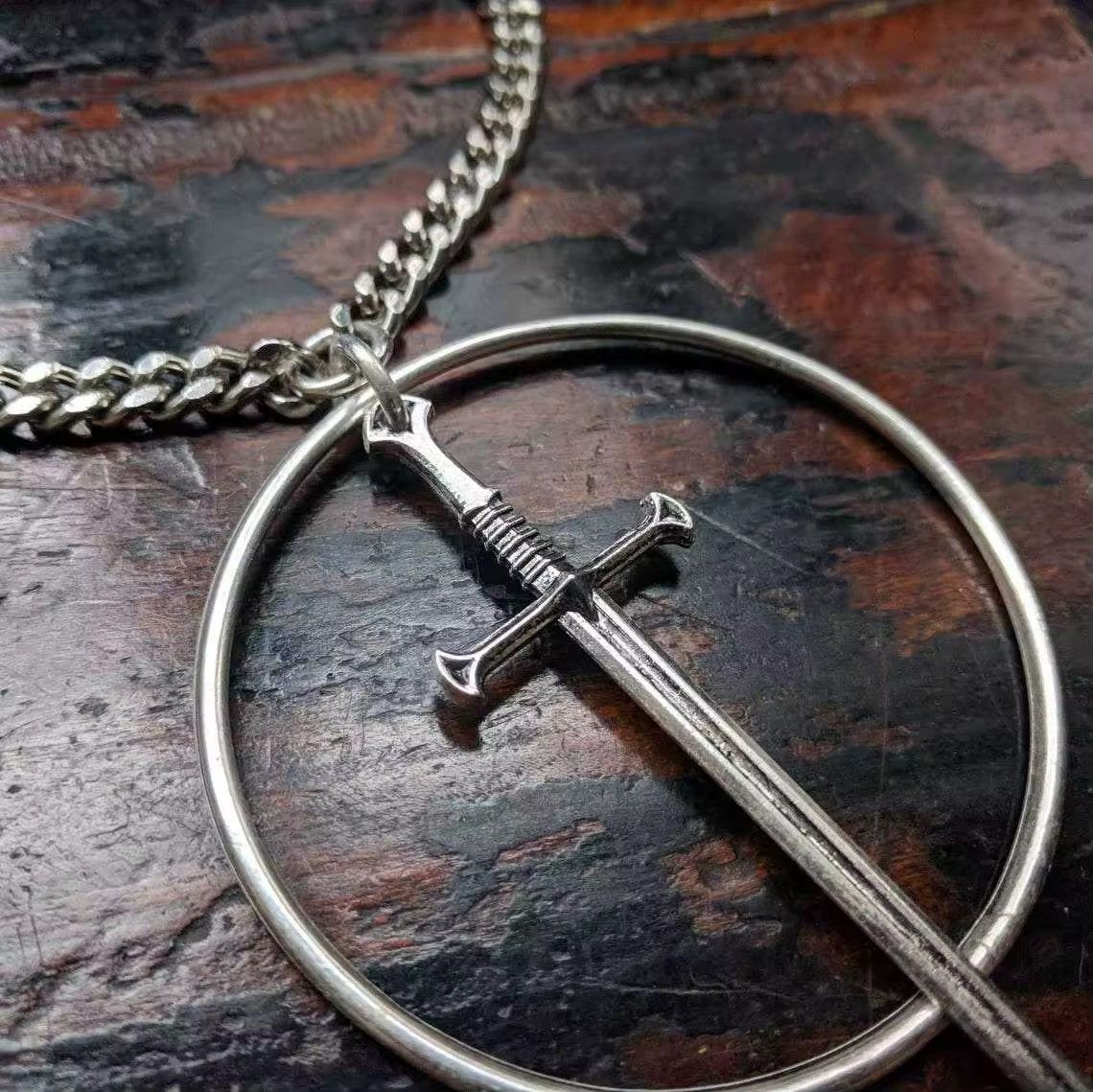 Other Gothic Ancient Silver Choker Chain Sword Pendant Necklace Size ONE SIZE - 3 Thumbnail