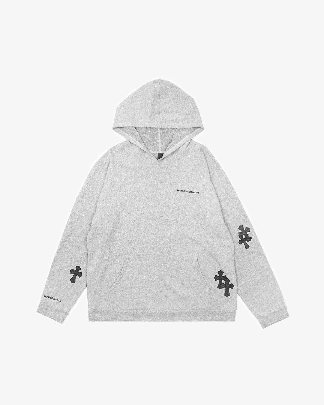 CHROME HEARTS GREY CROSS PATCH HOODIE