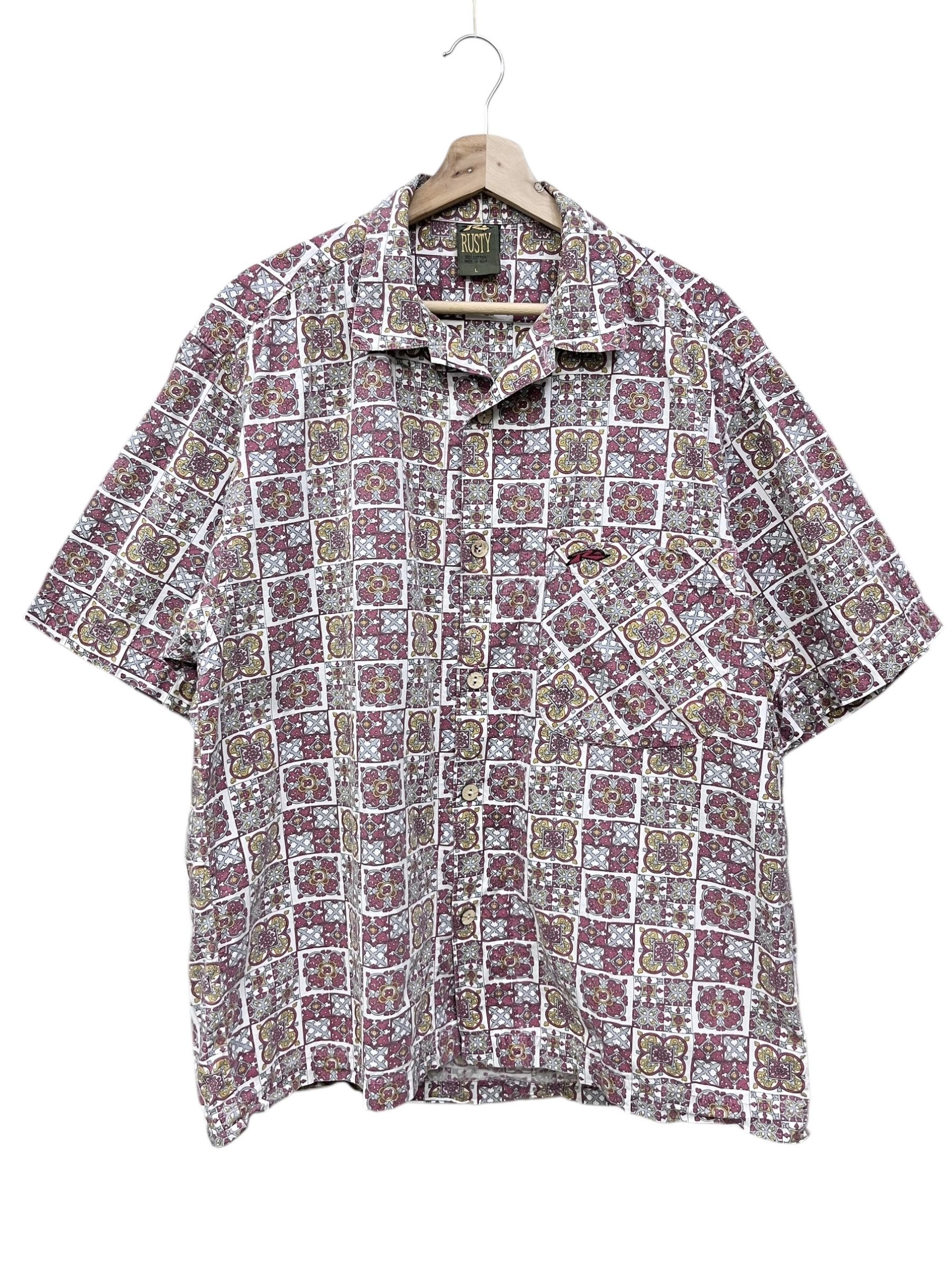 Rusty Vintage Rusty Geometric Block Print Camp Hawaii Shirt Size US L / EU 52-54 / 3 - 1 Thumbnail