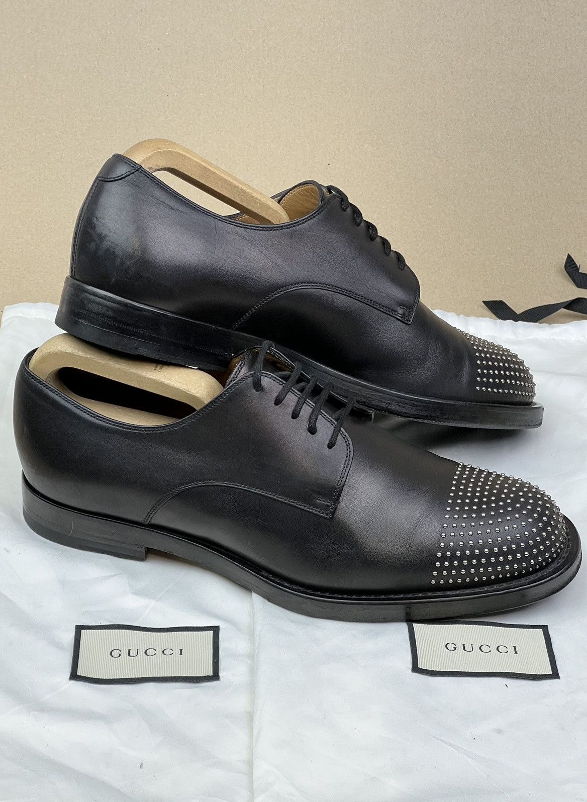Gucci GUCCI Derby Leather Shoes Cirano Lux Studded Black Men's Size US 8 / EU 41 - 3 Thumbnail