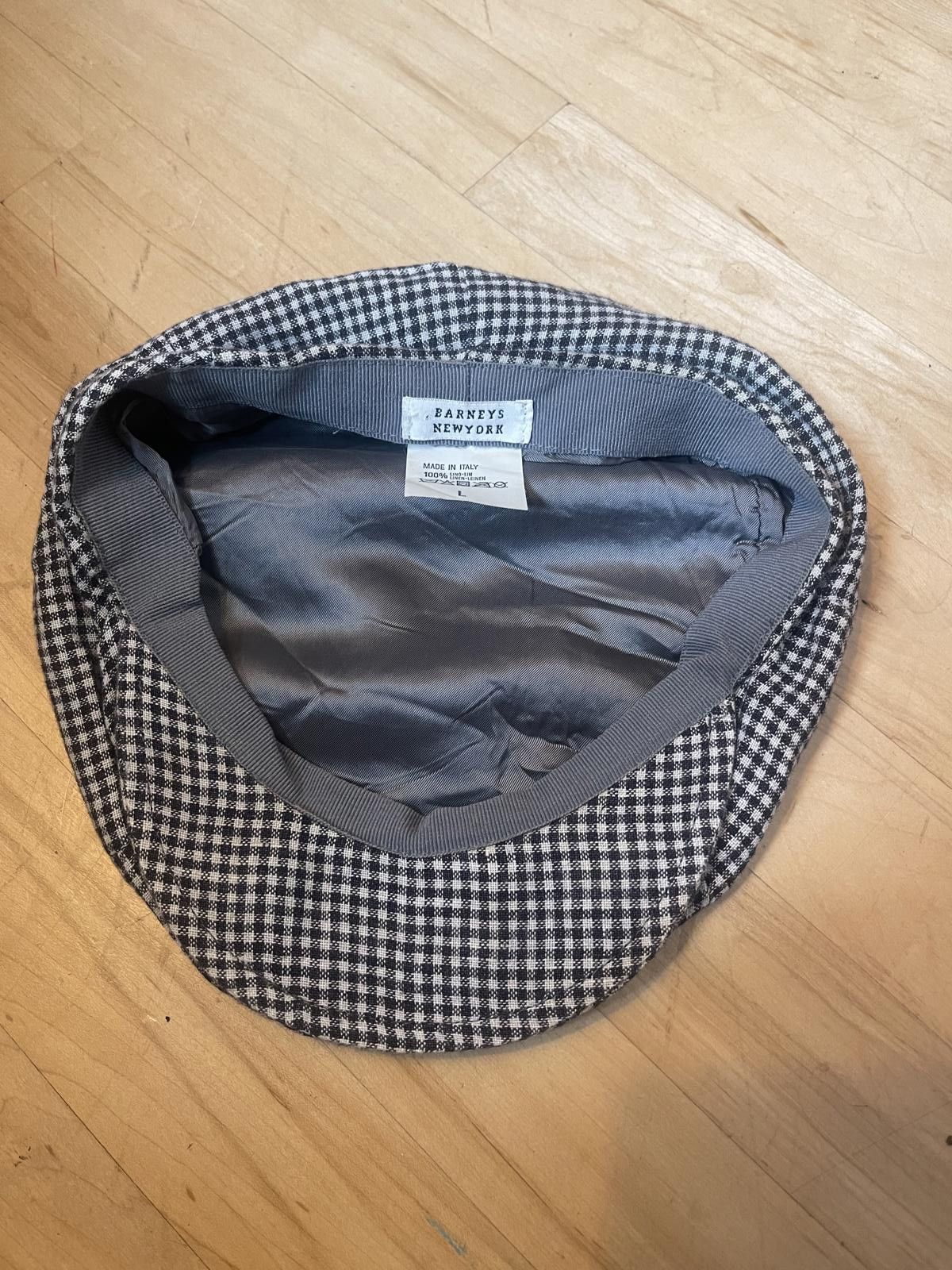 Barneys New York Barneys New York Linen Checkered Newsboy Hat Large Black Size ONE SIZE - 3 Thumbnail