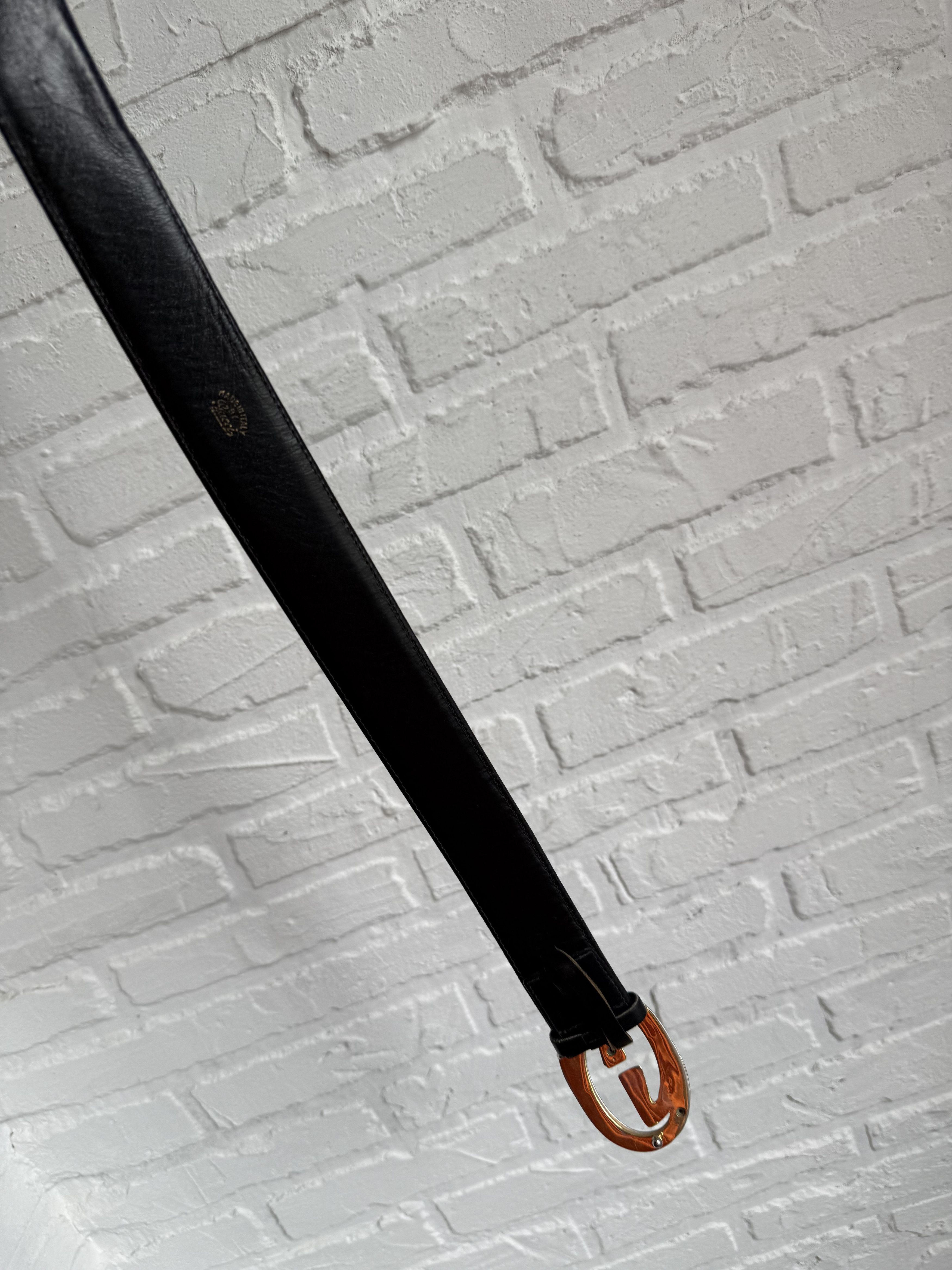 Gucci Vintage Gucci Interlocking GG Belt Black Leather Size ONE SIZE - 8 Thumbnail