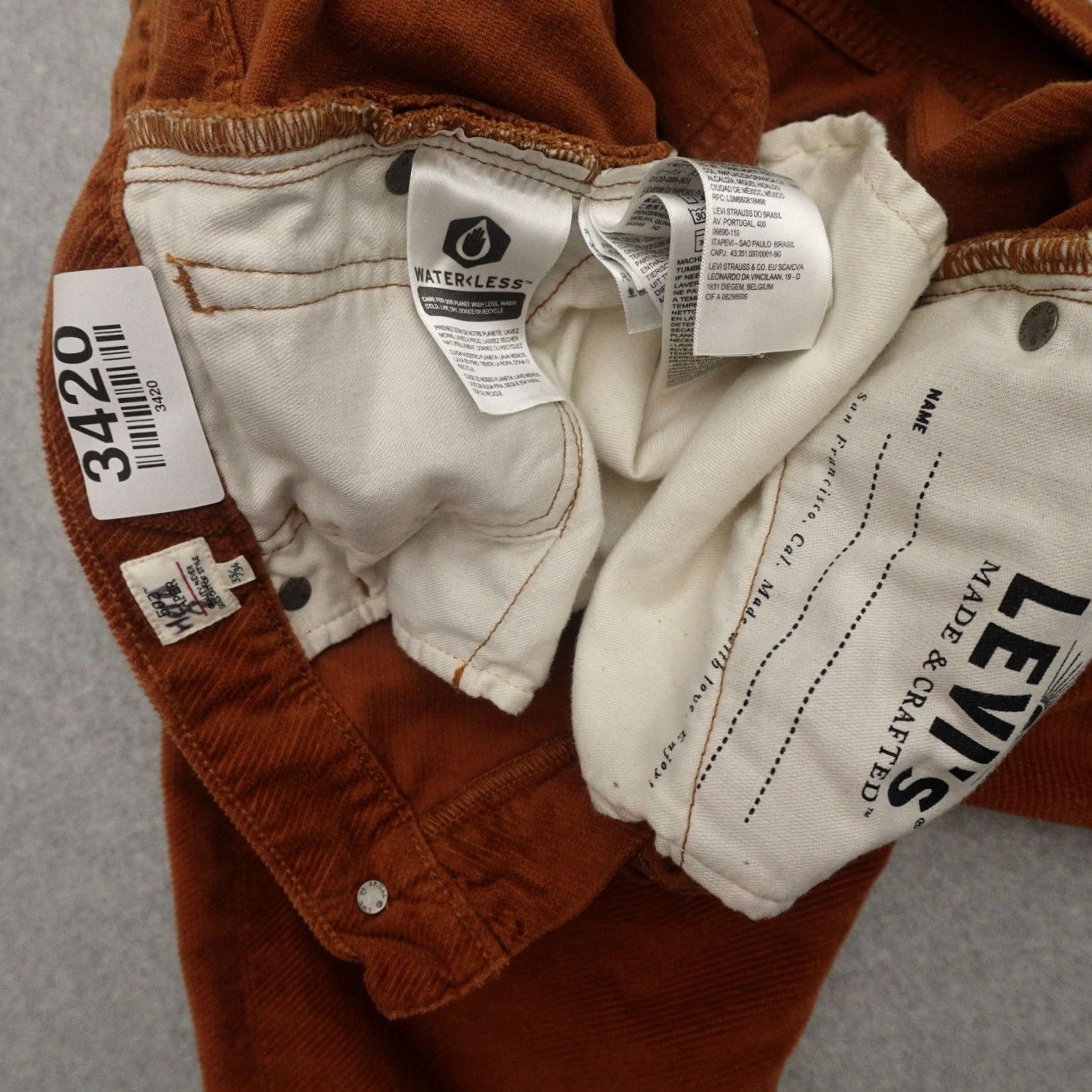 Levi's LEVIS MADE AND CRAFTED 502 Taper Mens 33 (33x31) Brown Tan Denim Shrt? Size US 33 - 4 Thumbnail