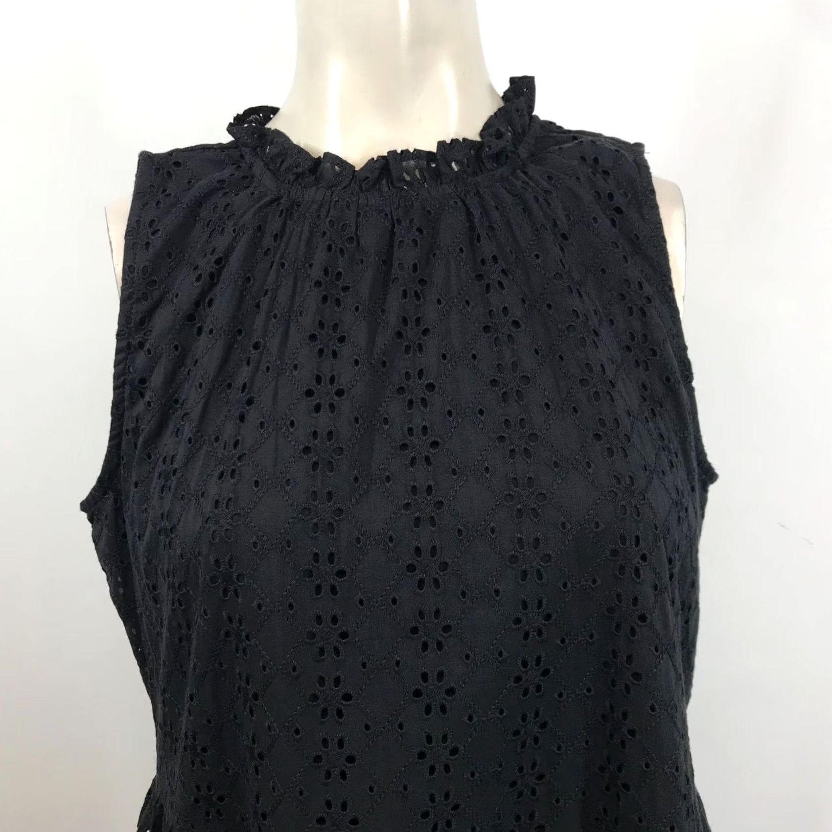 Loft VINTAGE LOFT WOMEN'S SMALL TALL BLACK EYELET SLEEVELESS RUFFLE DRESS ST DRESS Womens ST Size S / US 4 / IT 40 - 2 Thumbnail