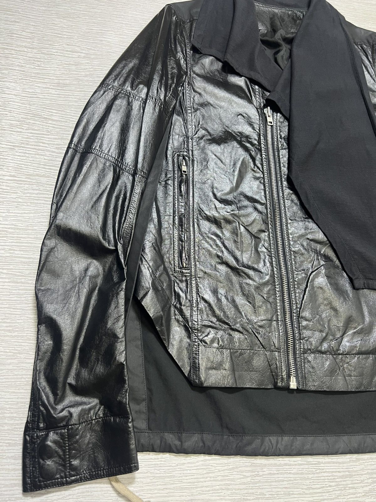 Rick Owens Rick Owens - S/S 15’ - Sliced Leather Biker Jacket Size US M / EU 48-50 / 2 - 10 Thumbnail