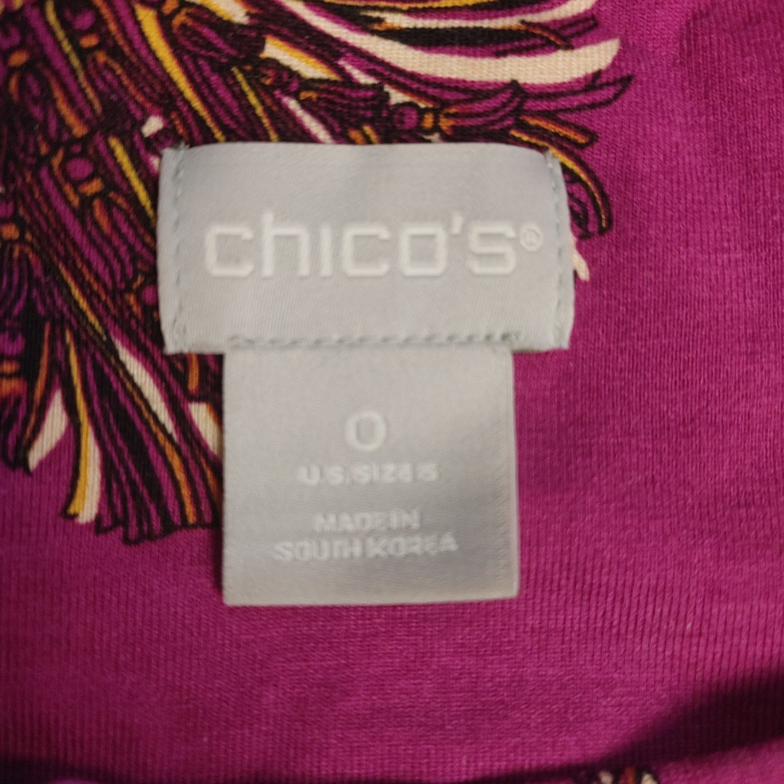 Other Chico's Womens 0 Hot Pink/Gold Chain Graphic Long Sleeve Top Size XS / US 0-2 / IT 36-38 - 3 Thumbnail
