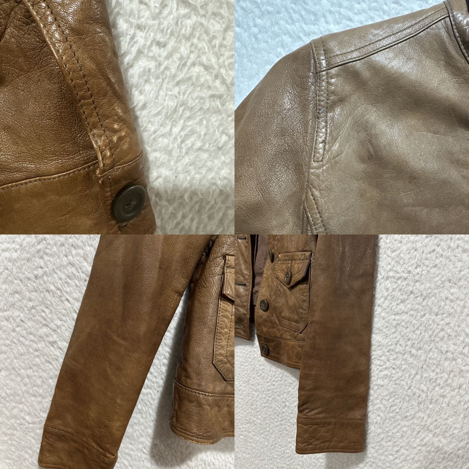 Gap VINTAGE Gap Motorcycle Jacket Womens XS Leather Tan Button Up 2000s Size XS / US 0-2 / IT 36-38 - 9 Thumbnail