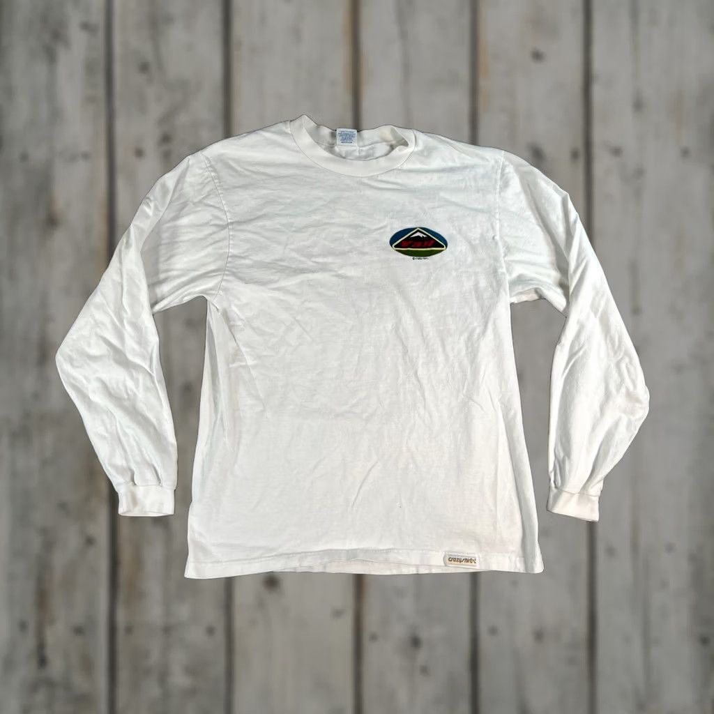Vintage VINTAGE Crazy Shirt T-Shirt Long Sleeve Mens M White Vail Mountain Logo 90s Outdoor Skiing USA Made Black? Size US M / EU 48-50 / 2 - 1 Thumbnail