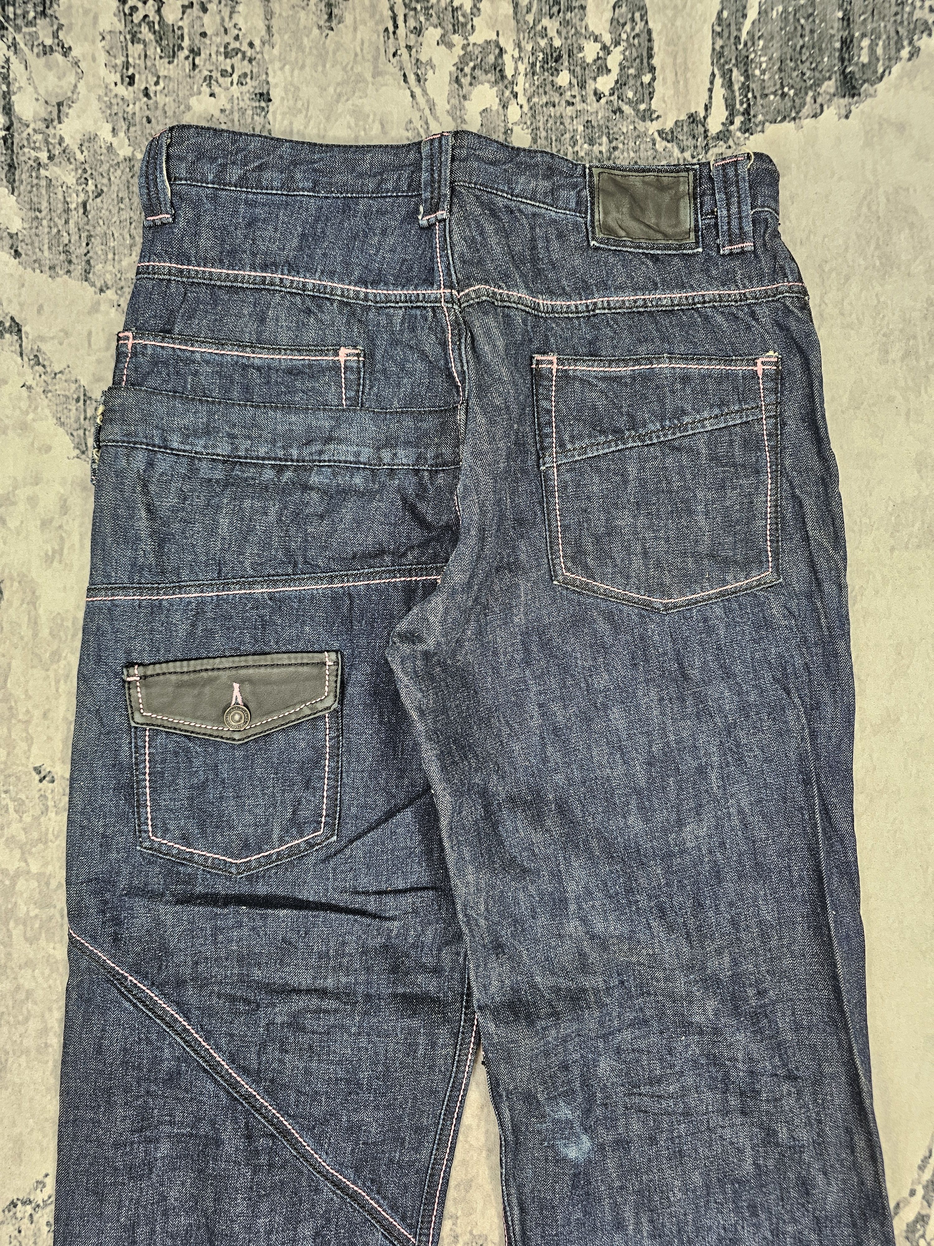 Japanese Brand BRUCE-PEE Crazy Multi Pockets Punk Design Jeans JB0282 Size US 33 - 7 Thumbnail