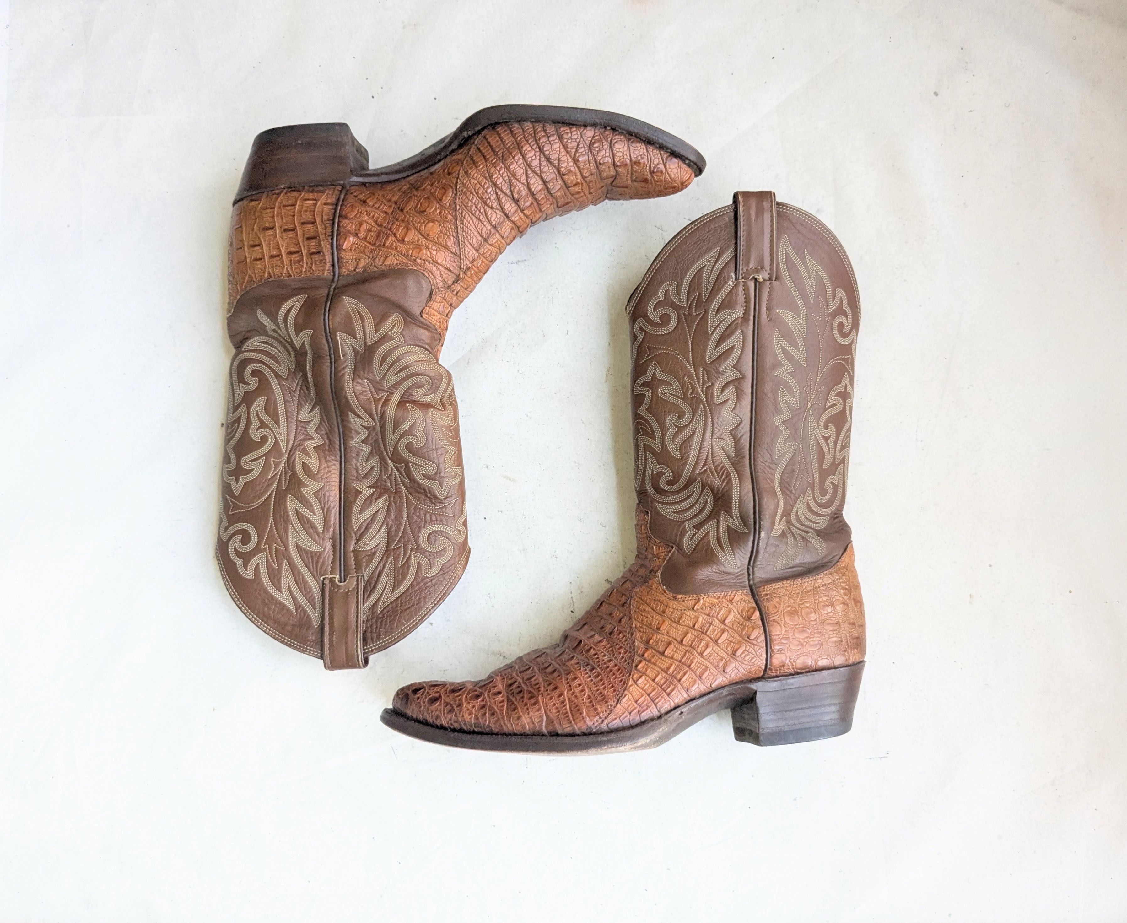 Justin Boots Justin Cowboy Boots Brown 12 B Hornback Lizard Leather Size US 12 / EU 45 - 1 Thumbnail