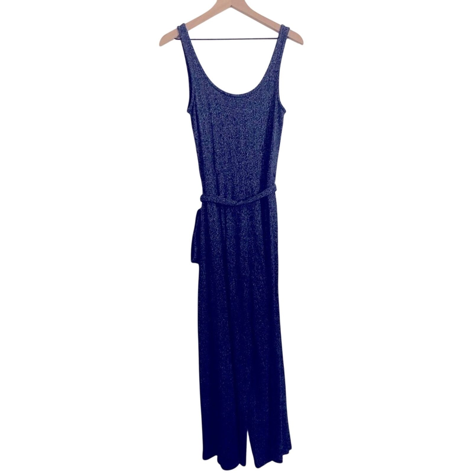 Gap Gap Cotton Knit Blue Wide Leg Scoop Neck Sleeveless Jumpsuit Size 22" - 2 Thumbnail