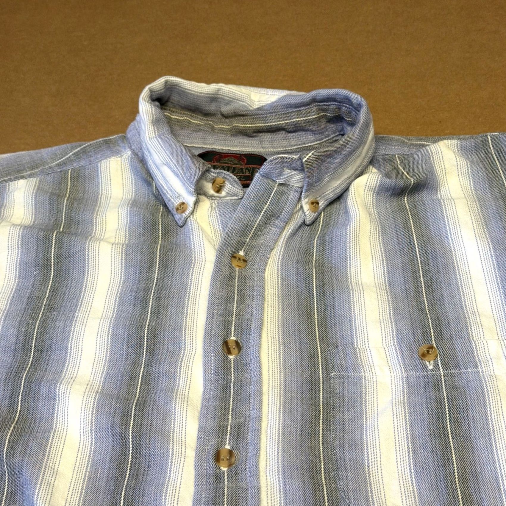 Vintage VINTAGE Greatland Apparel Shirt Mens XLT Blue Striped Flannel Button Down Long Sleeve Size US XL / EU 56 / 4 - 3 Thumbnail