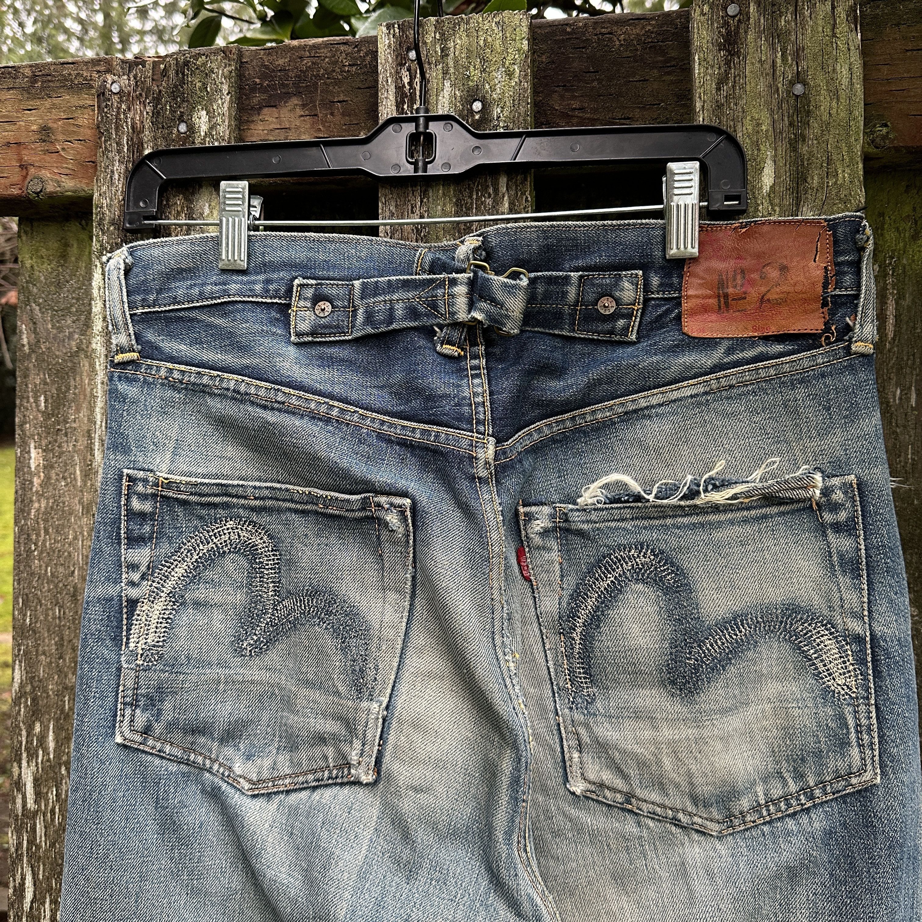 Evisu Buckle Back Thrashed No 2 2000s Selvedge seagulls back cinch Size US 34 / EU 50 - 20 Thumbnail