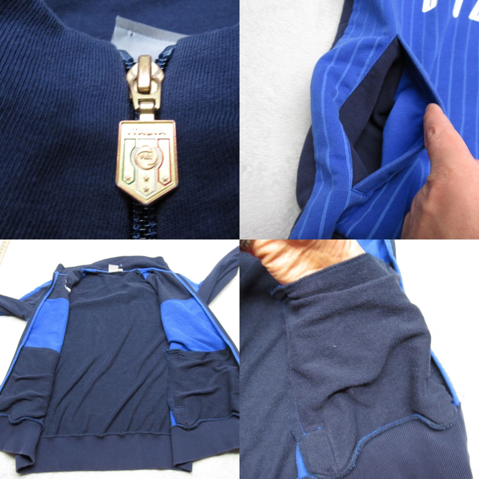 Puma Puma Italia Jacket Mens Large Blue Striped Pockets Full Zip Soccer Warm Up Track Jacket Size US L / EU 52-54 / 3 - 8 Thumbnail